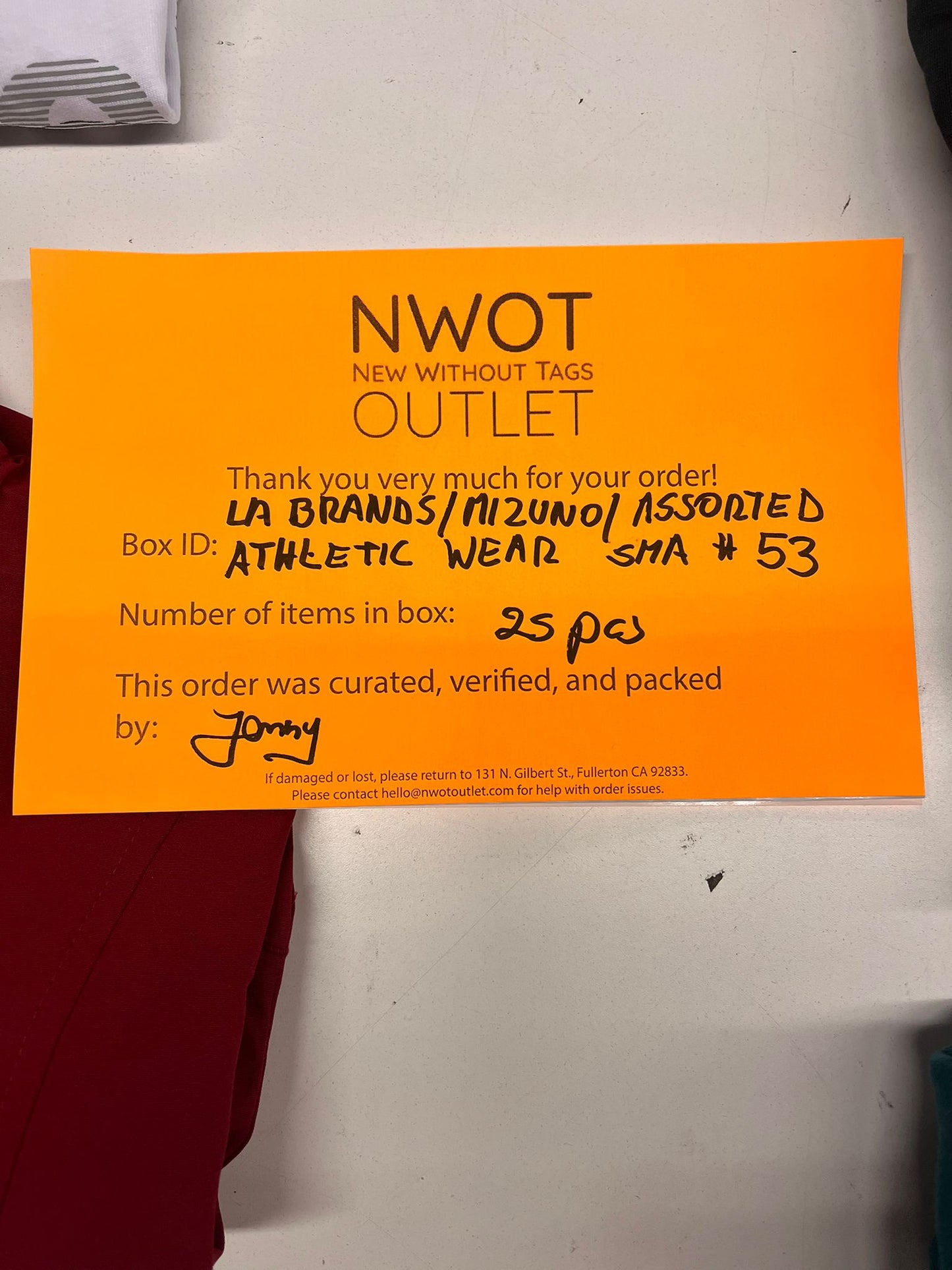 LA Brands | Mizuno | Assorted Athletic Apparel | 25 Pieces | Small Box #SMA-53