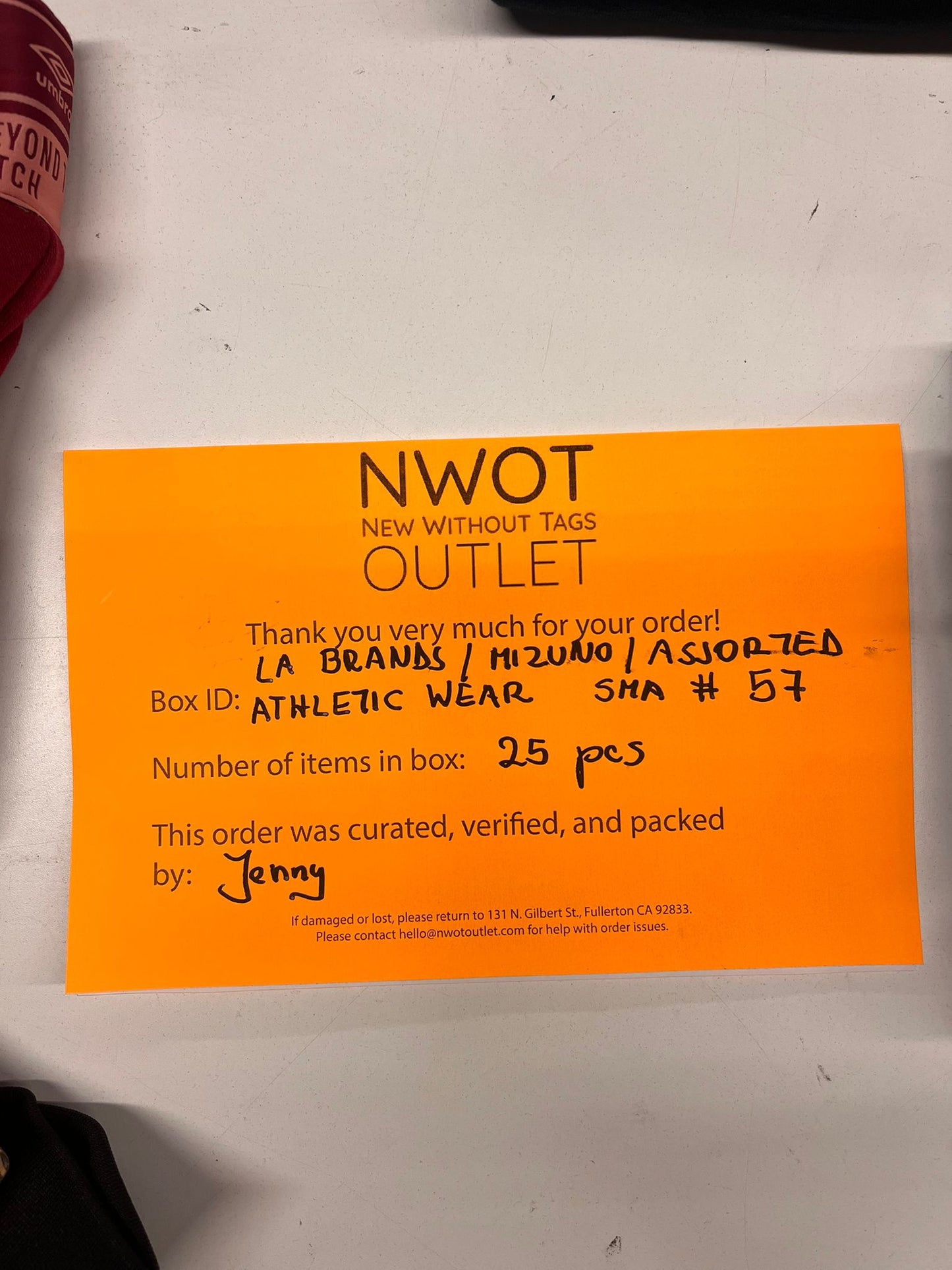 LA Brands | Mizuno | Assorted Athletic Apparel | 25 Pieces | Small Box #SMA-57