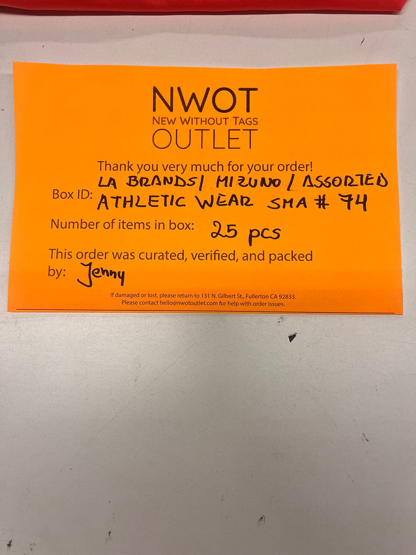 LA Brands | Mizuno | Assorted Athletic Apparel | 25 Pieces | Small Box #SMA-74