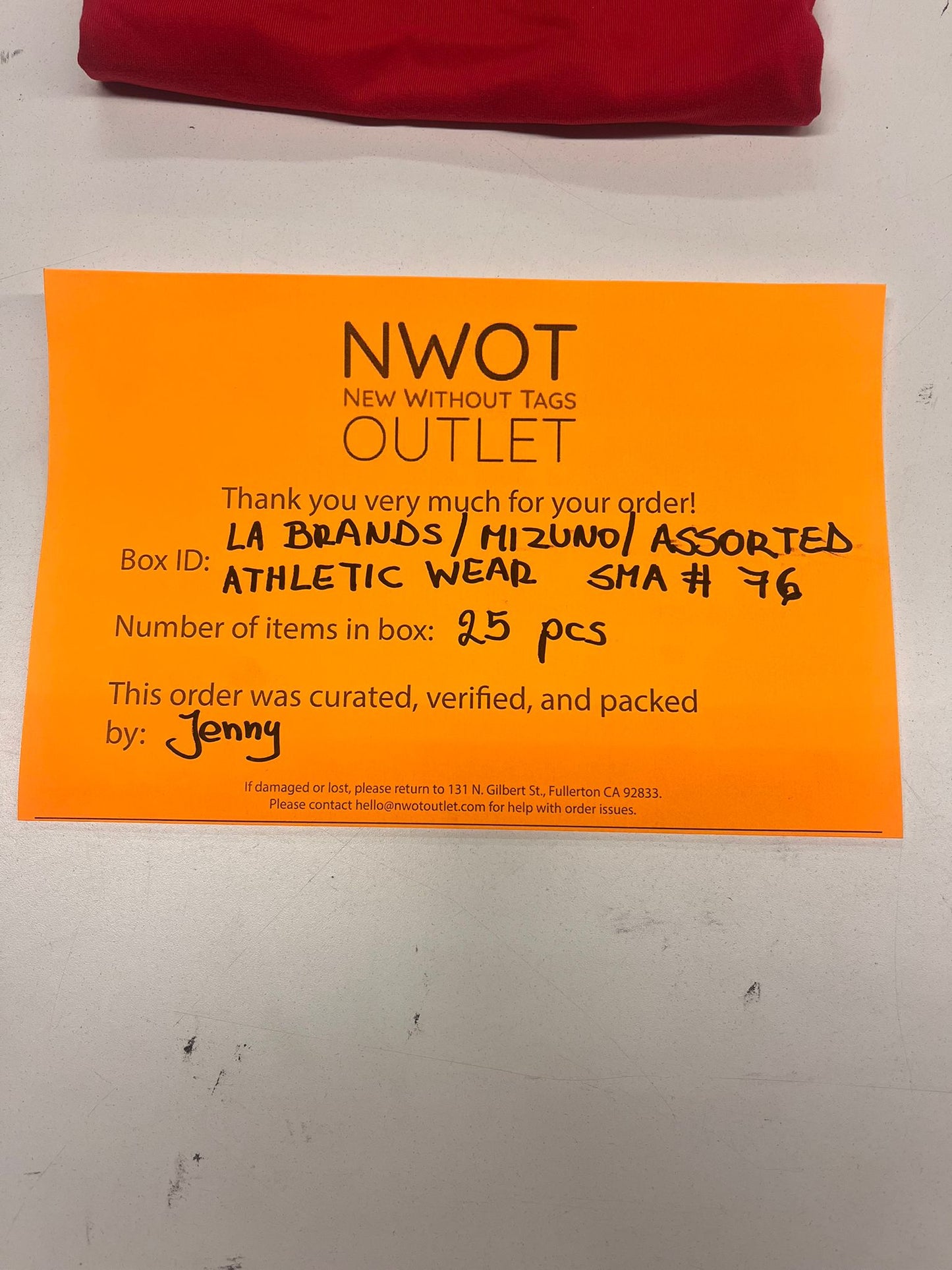 LA Brands | Mizuno | Assorted Athletic Apparel | 25 Pieces | Small Box #SMA-75