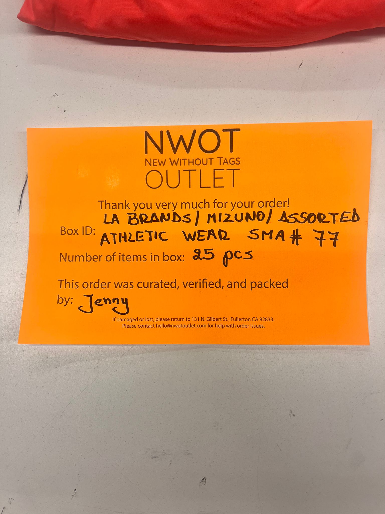 LA Brands | Mizuno | Assorted Athletic Apparel | 25 Pieces | Small Box #SMA-77