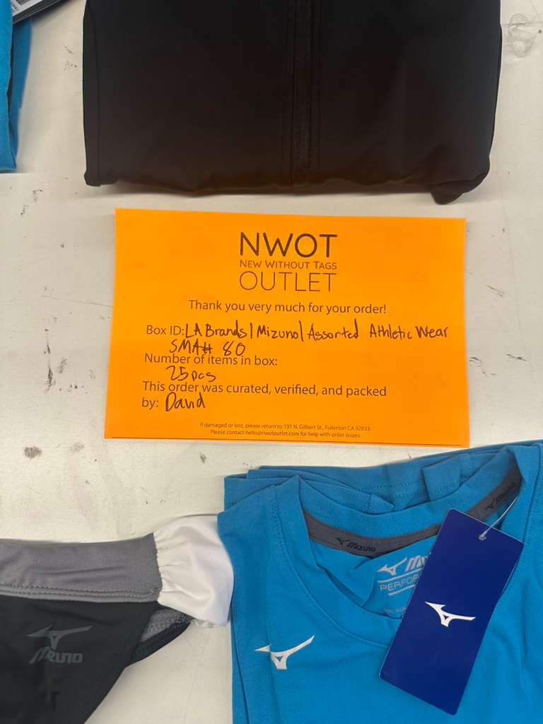 LA Brands | Mizuno | Assorted Athletic Apparel | 25 Pieces | Small Box #SMA-80