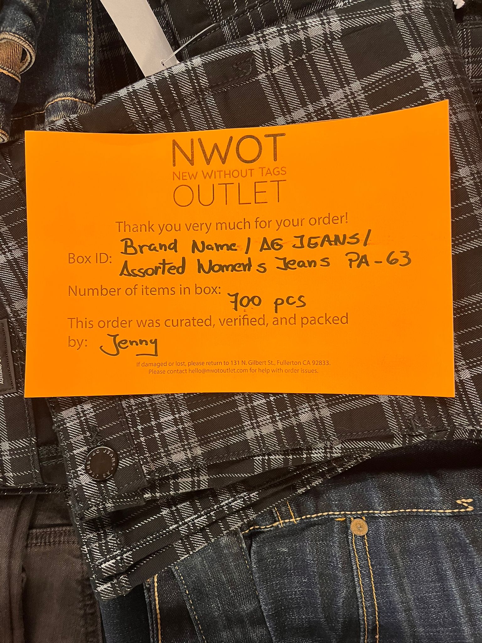 Brand Names | AG | Assorted Women's Jeans | 700 Pieces | Pallet #PA-63