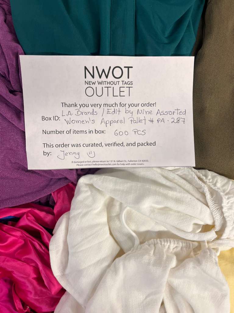 LA Brands | Edit by Nine | Assorted Apparel | 600 Pieces | Pallet #PA-287