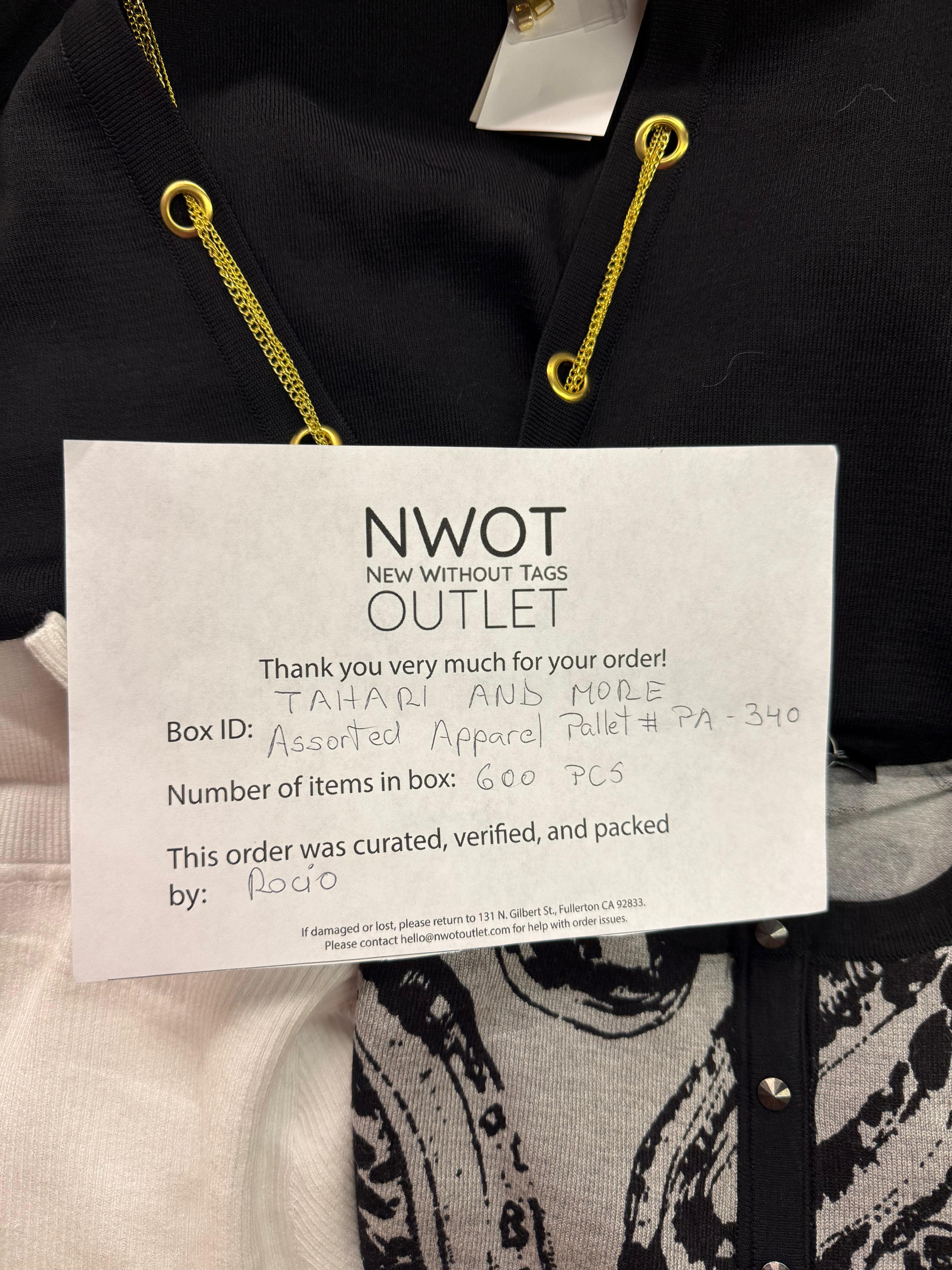 Tahari and more | Assorted  Apparel | 600 Pieces | New with Tag | Pallet #PA-340