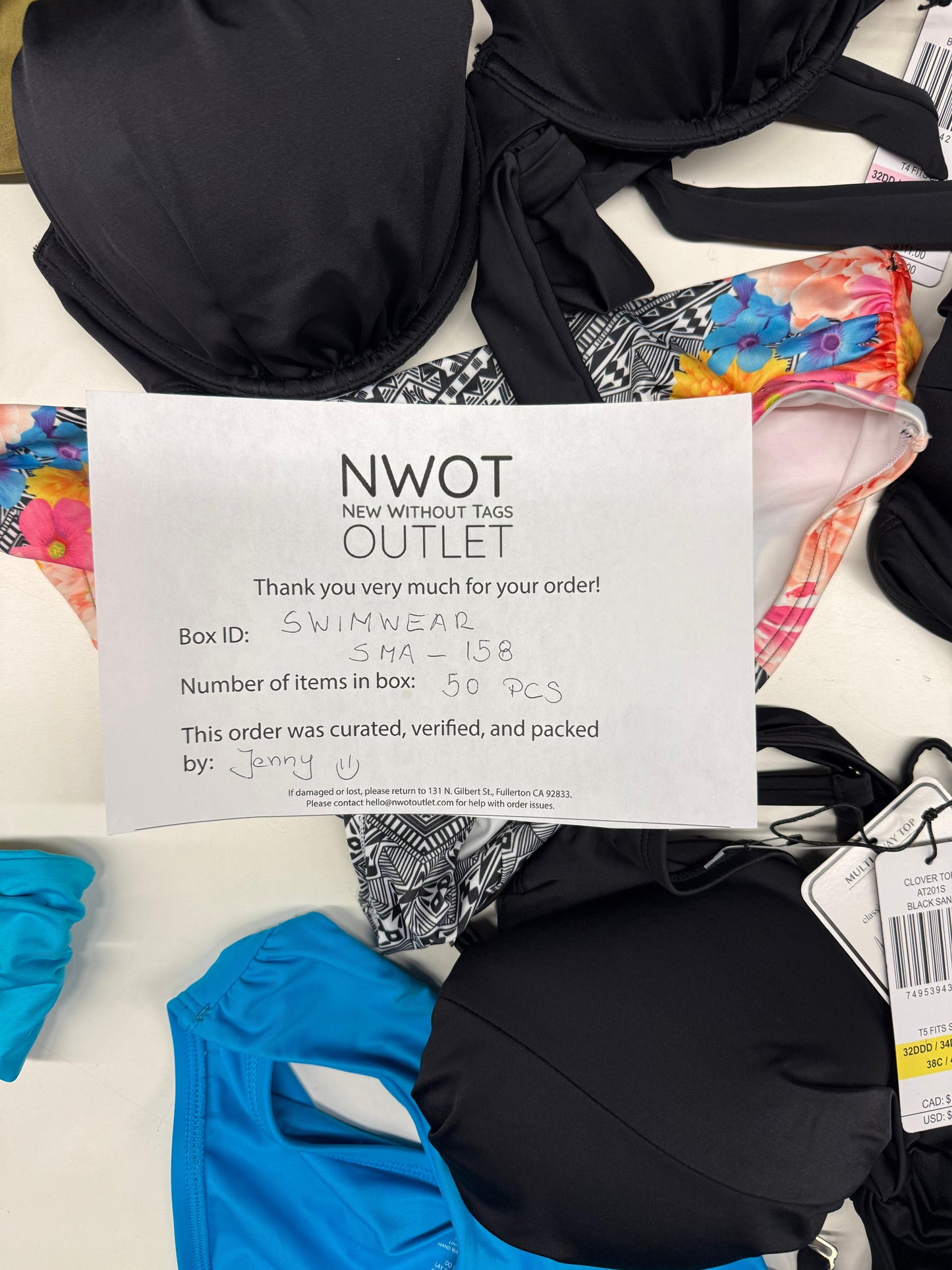 Swimwear  | Assorted Bikini Tops and Bikini Bottoms | 50 Pieces | Small Box # SMA-158