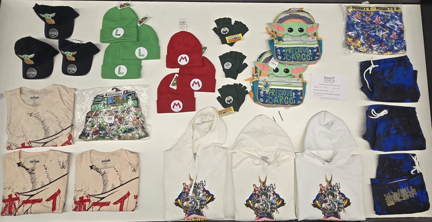 Hot Topic  | Assorted Apparel and Accessories | 25 Pieces | Small Box# SMA-200