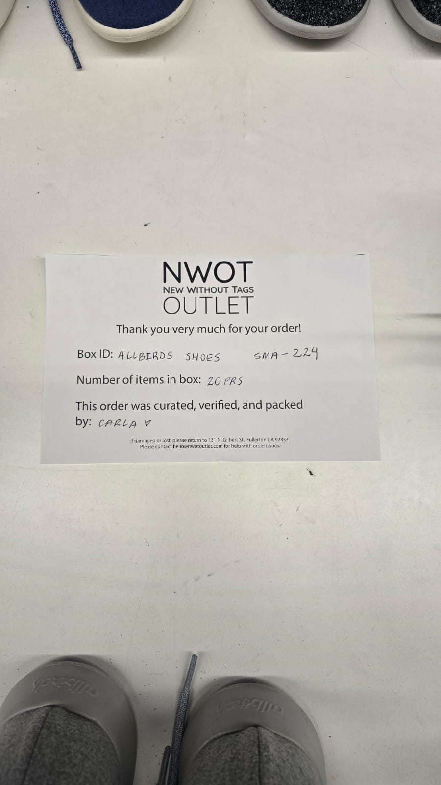 Allbirds Shoes | Assorted Footwear | 20 Pieces | Small Box# SMA-224