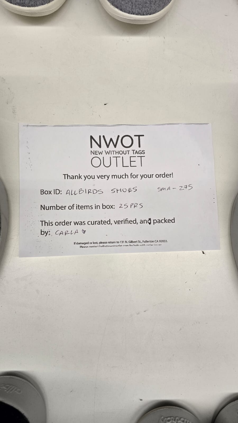 Allbirds Shoes | Assorted Footwear | 25 Pieces | Small Box# SMA-275