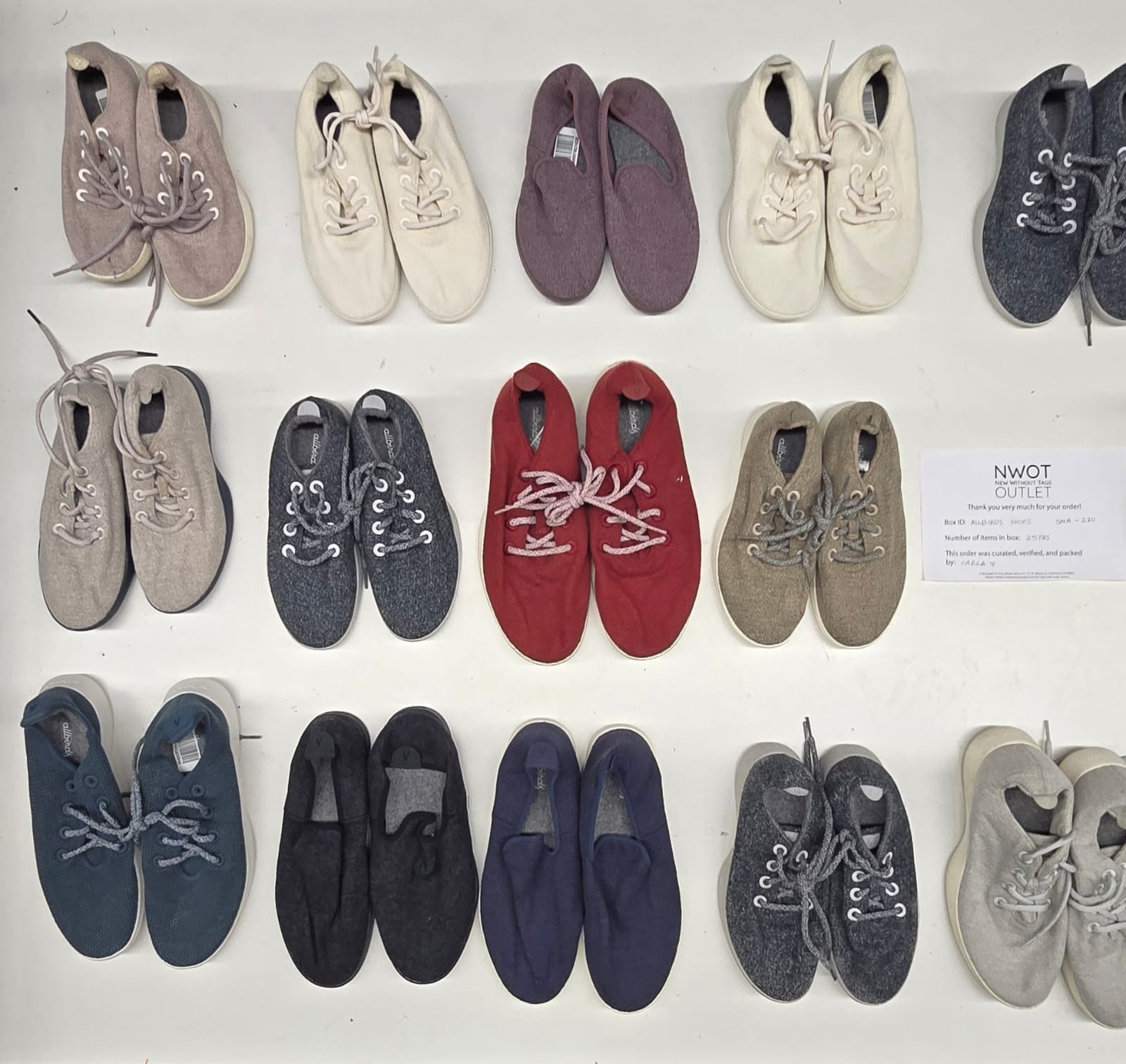 Allbirds Shoes | Assorted Footwear | 25 Pieces | Small Box# SMA-270