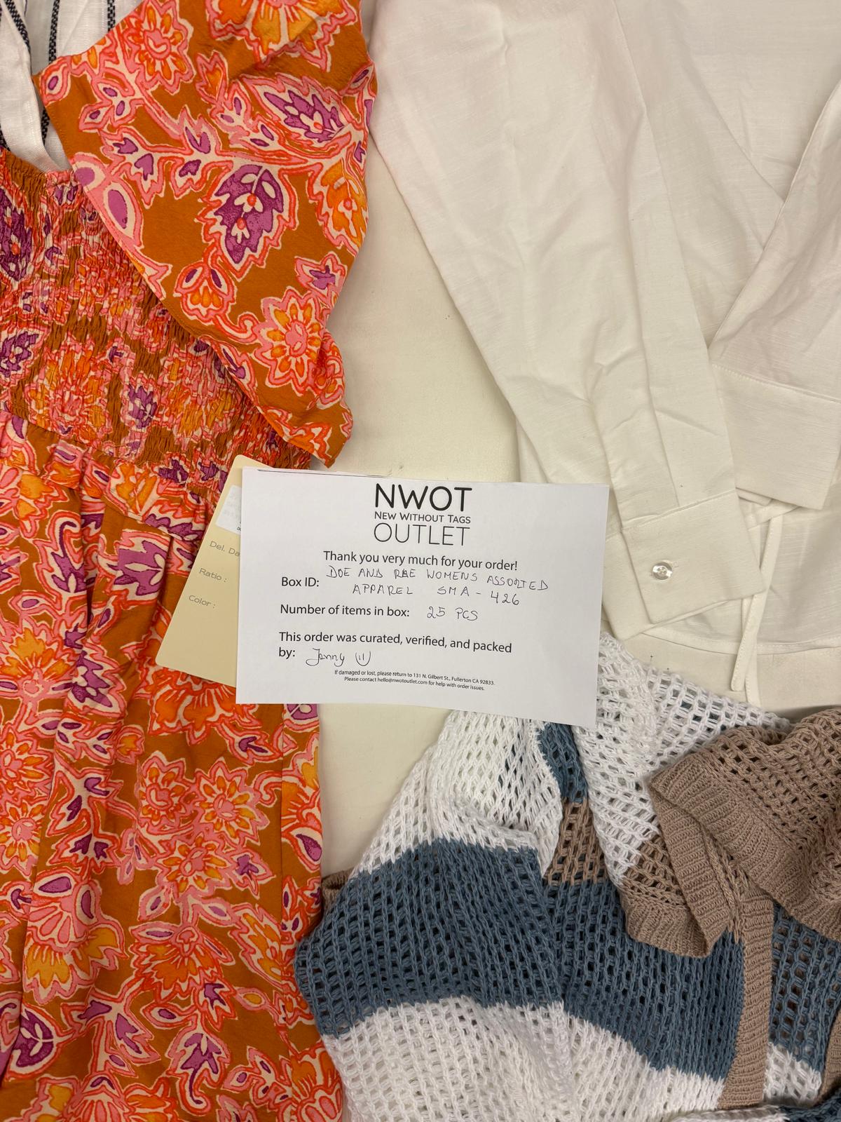 Doe And Rae | Women Assorted Apparel | 25 Pieces | Small Box# SMA-426