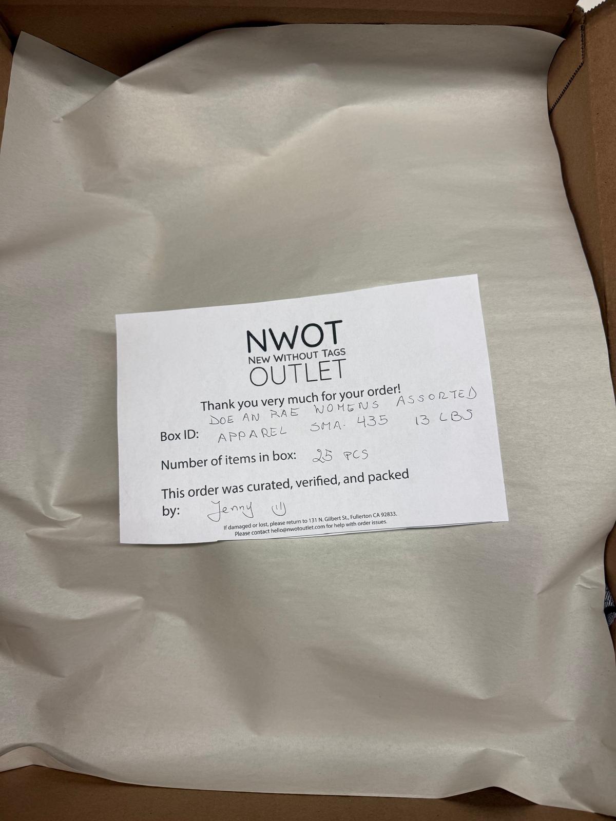 Doe And Rae | Women Assorted Apparel | 25 Pieces | Small Box# SMA-435