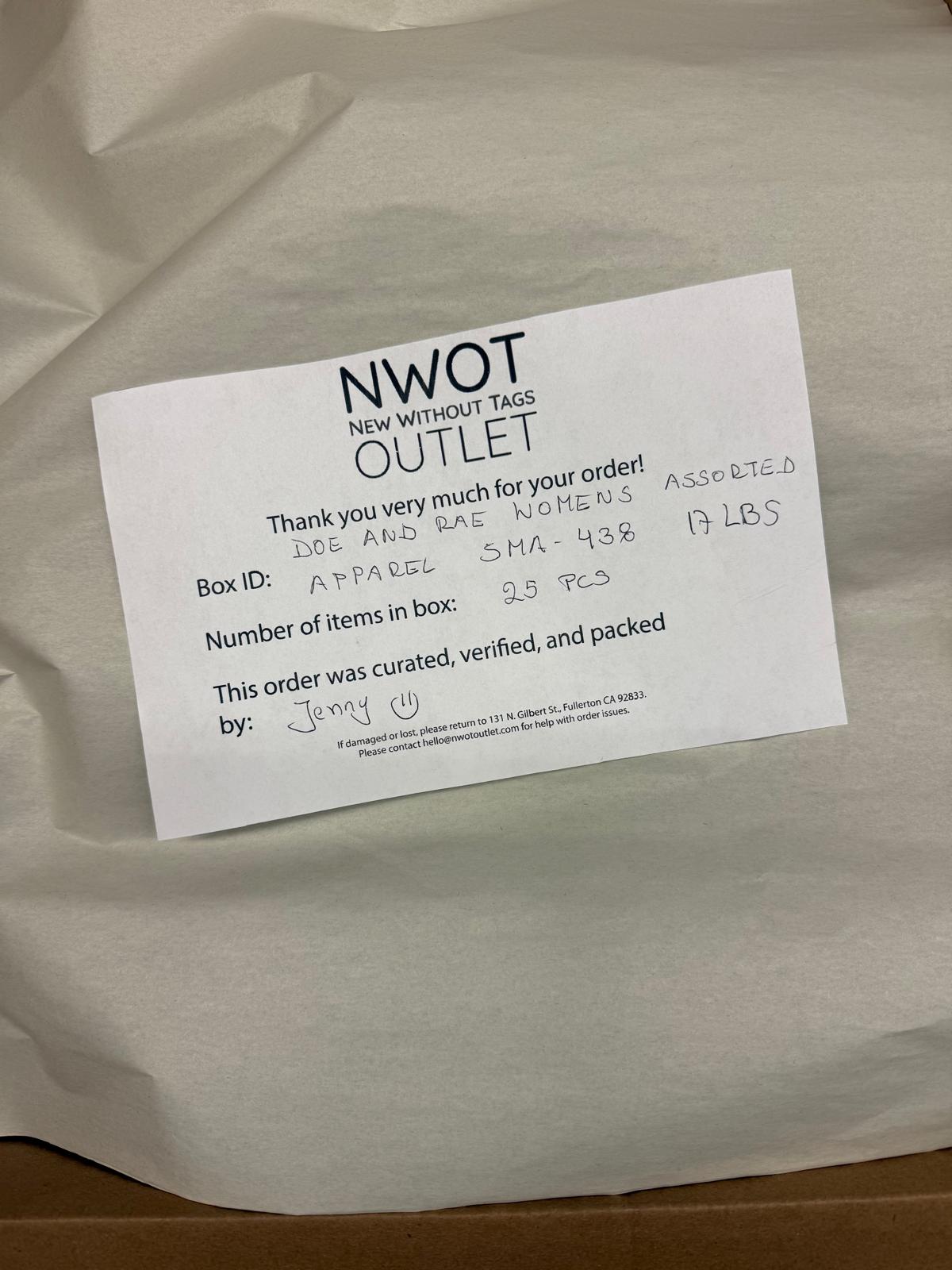 Doe And Rae | Women Assorted Apparel | 25 Pieces | Small Box# SMA-438