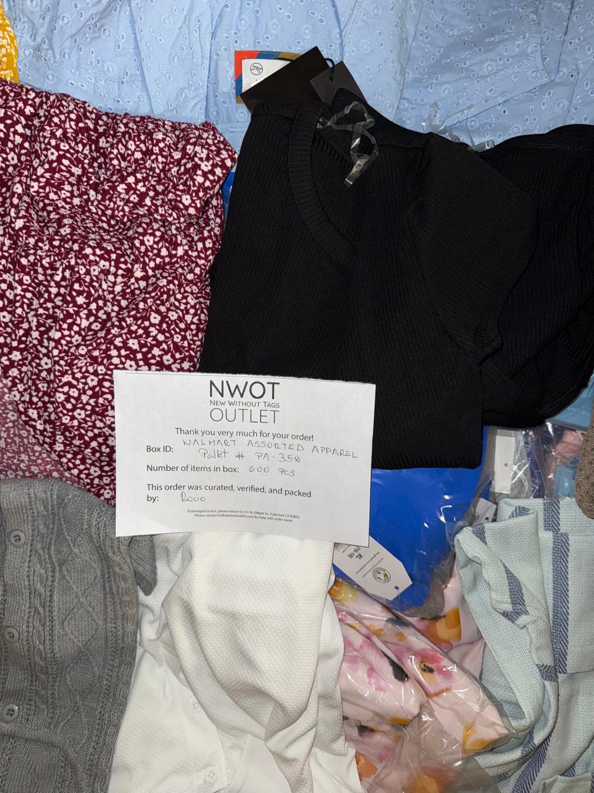 Walmart | Assorted  Apparel | 600 Pieces | Pallet #PA-358