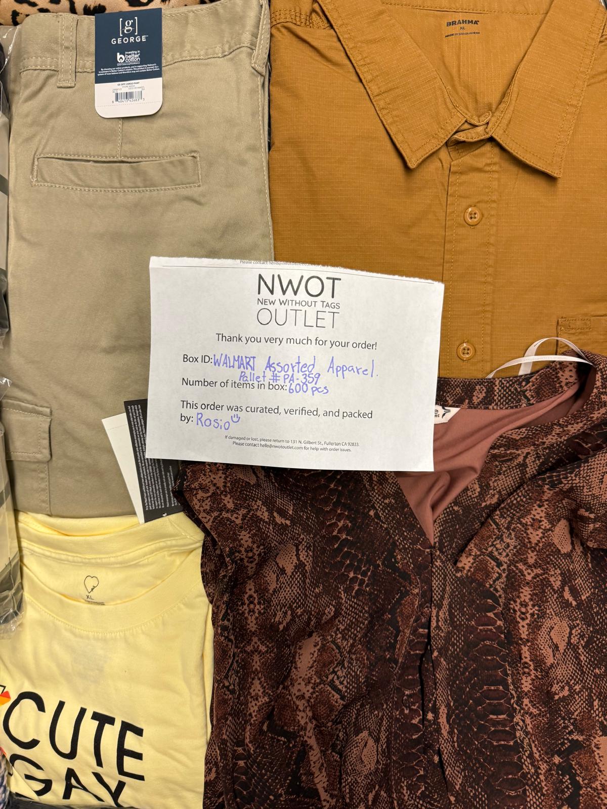 Walmart | Assorted  Apparel | 600 Pieces | Pallet #PA-359