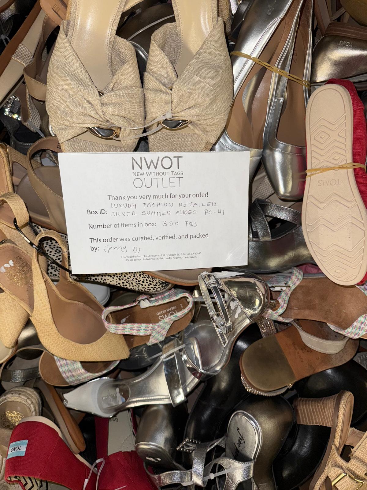 Luxury Fashion Retailer | Silver Summer Shoes | 350 pairs | Pallet# PS-41