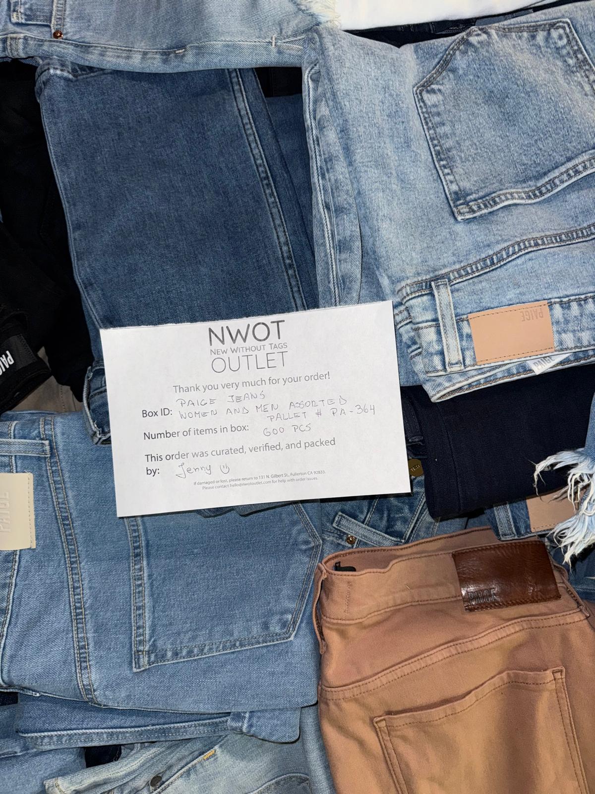 Paige Jeans | Women and Men Assorted | 650 Pieces | Pallet # PA-364