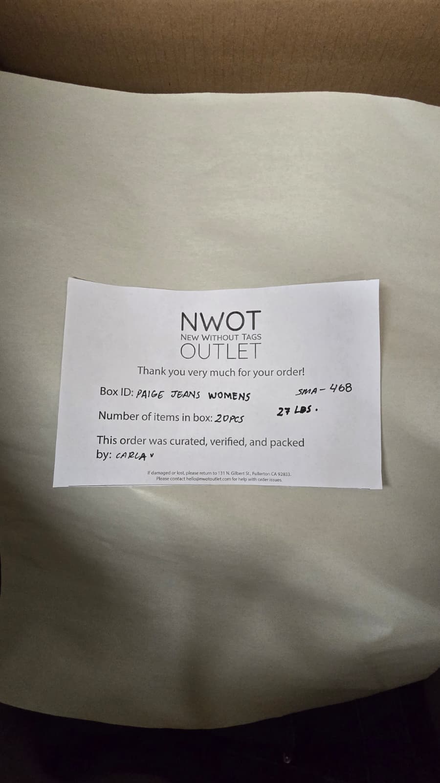 Paige Jeans | Women Assorted | 20 Pieces | Small box # SMA-468