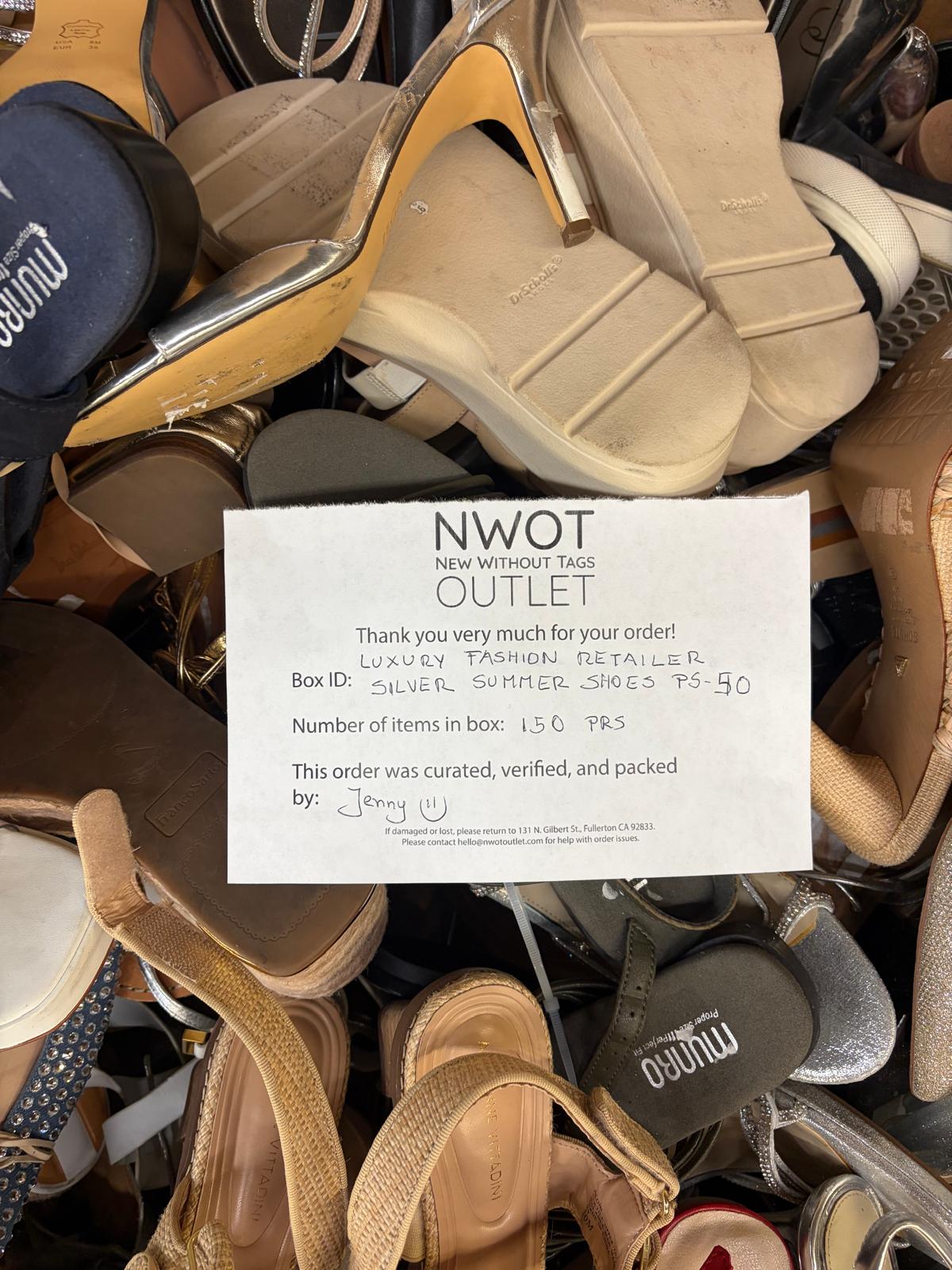 Luxury Fashion Retailer | Silver Summer Shoes | 150 pairs | Pallet# PS-50