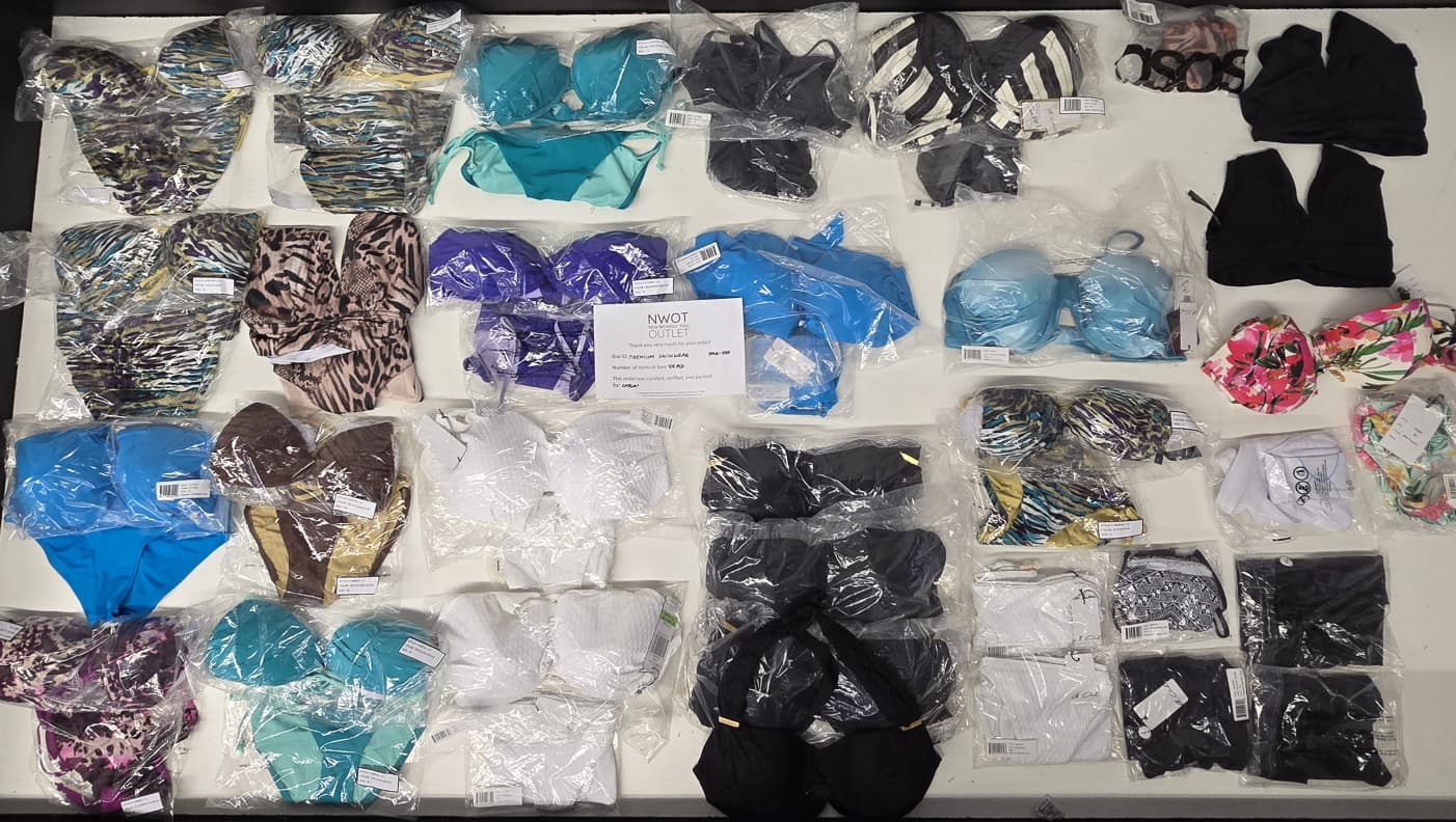 Premium Swimwear  | Assorted Bikini Tops and Bikini Bottoms | 49 Pieces | Small Box # SMA-475