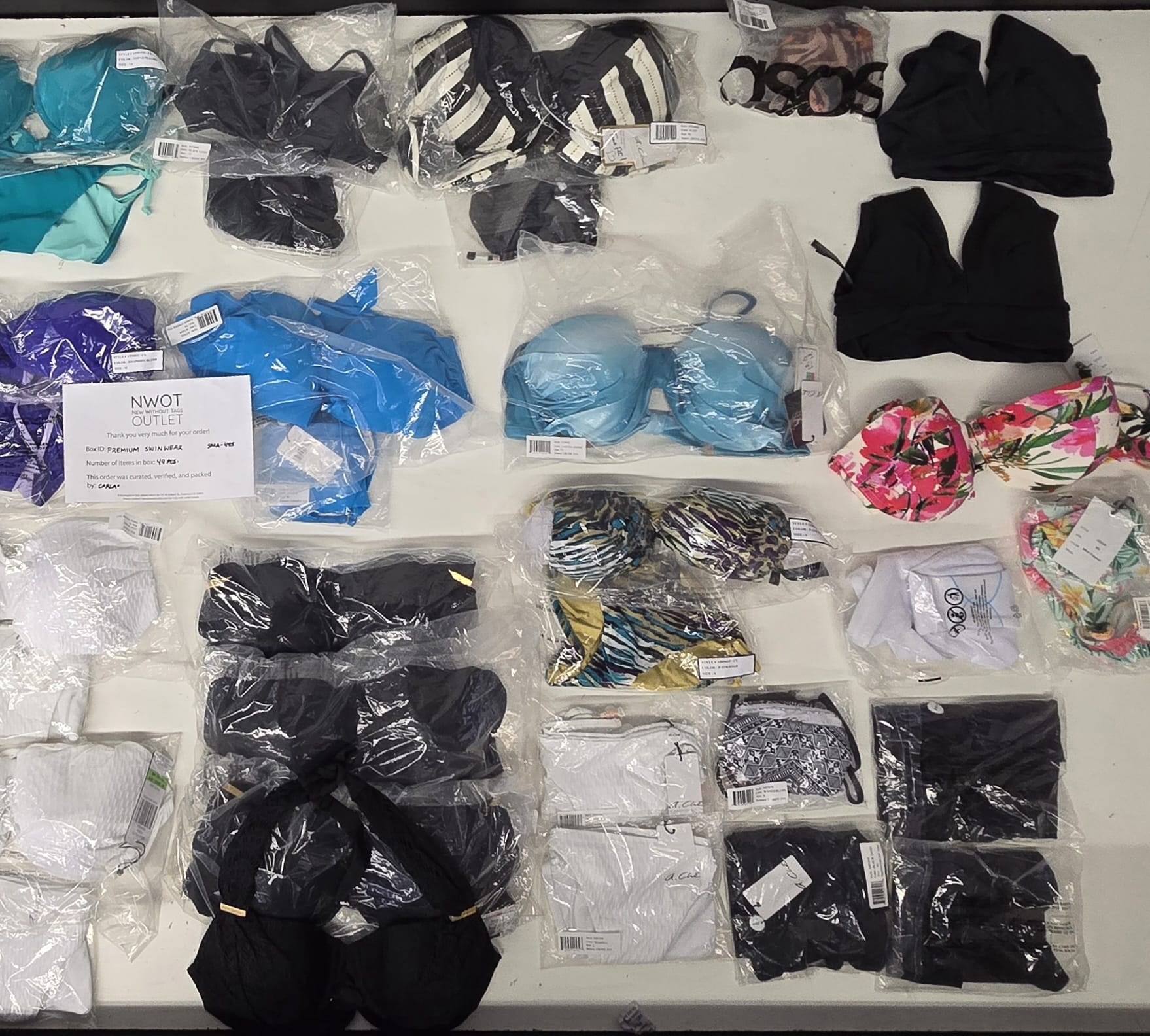 Premium Swimwear  | Assorted Bikini Tops and Bikini Bottoms | 49 Pieces | Small Box # SMA-475