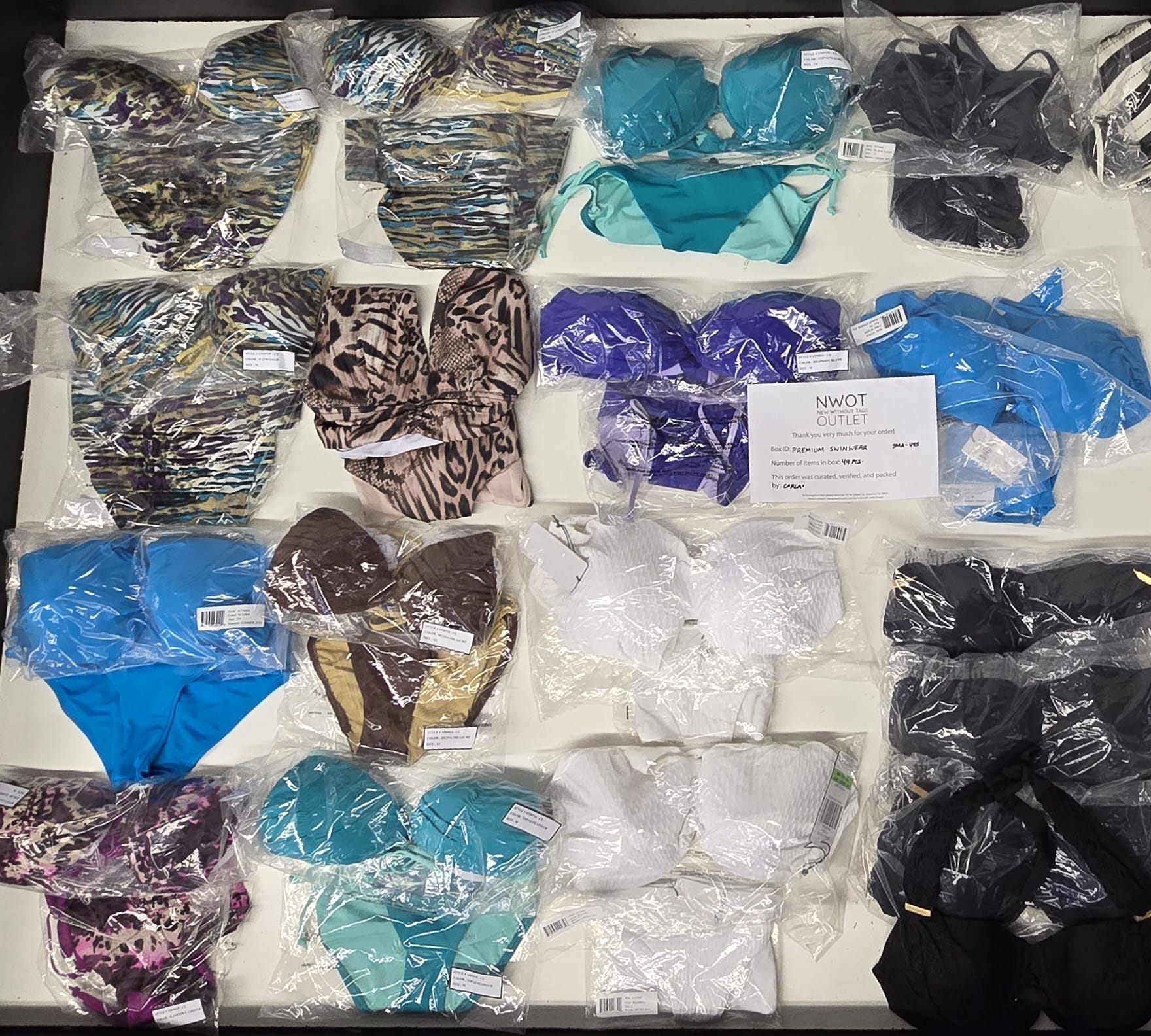 Premium Swimwear  | Assorted Bikini Tops and Bikini Bottoms | 49 Pieces | Small Box # SMA-475