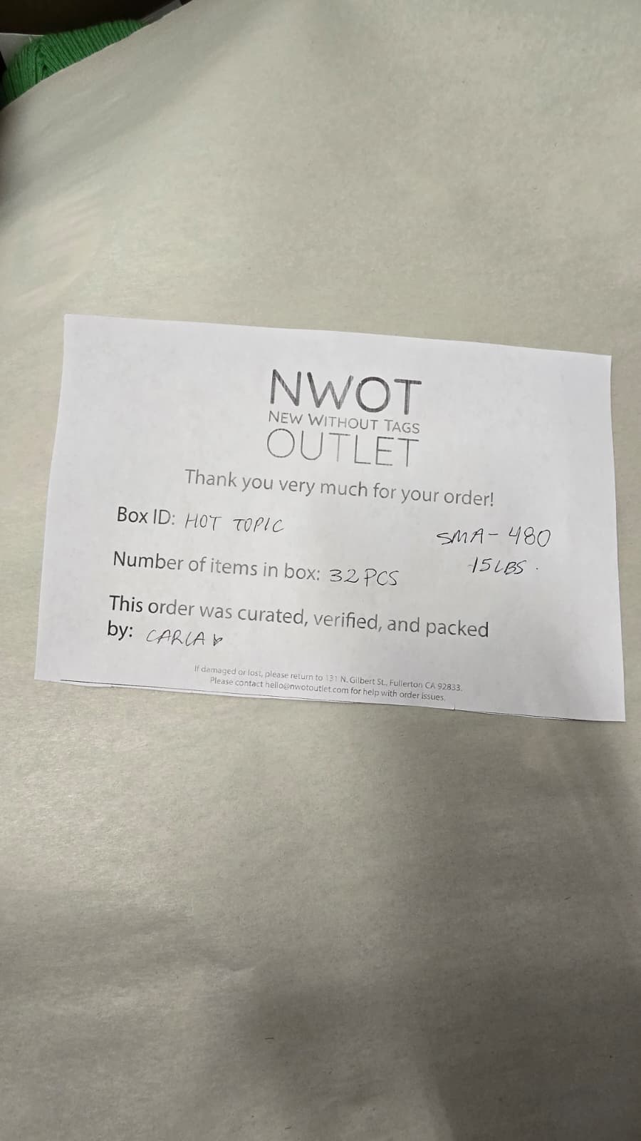 Hot Topic  | Assorted Apparel and Accessories | 32 Pieces | Small Box# SMA-480