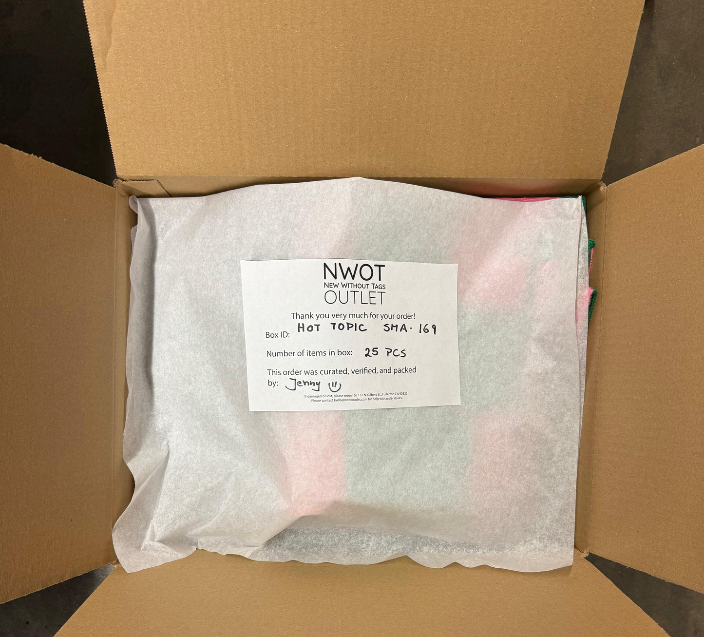 Hot Topic  | Assorted Apparel and Accessories | 25 Pieces | Small Box# SMA-169