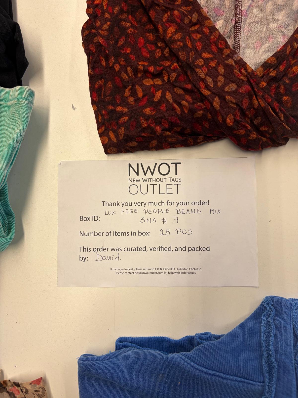 Luxury Brand | Free People | Assorted Women's Apparel | 25 Pairs | Small Box# SMA-7