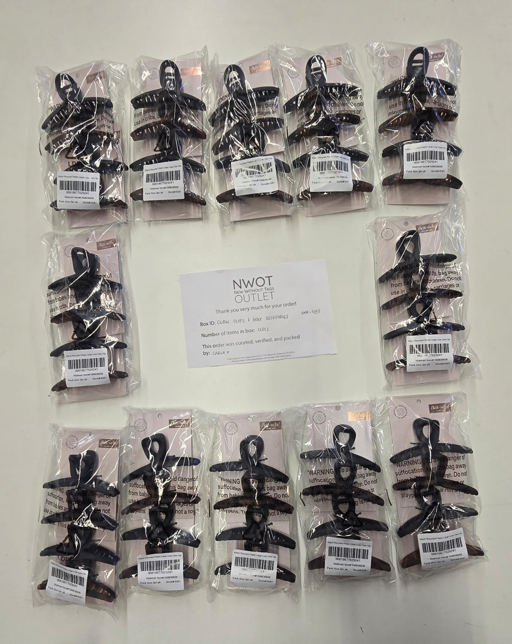 Claw clips | Hair Accessories | New with Tags | 12 Pieces | Small Box# SMA-485