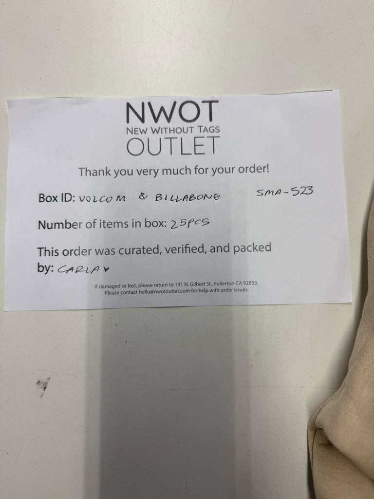 Volcom & Billabong | Assorted Apparel | New With Tag | 25 Pieces | Small Box #SMA-523
