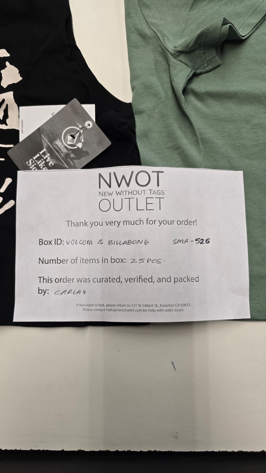 Volcom & Billabong | Assorted Apparel | New With Tag | 25 Pieces | Small Box #SMA-526