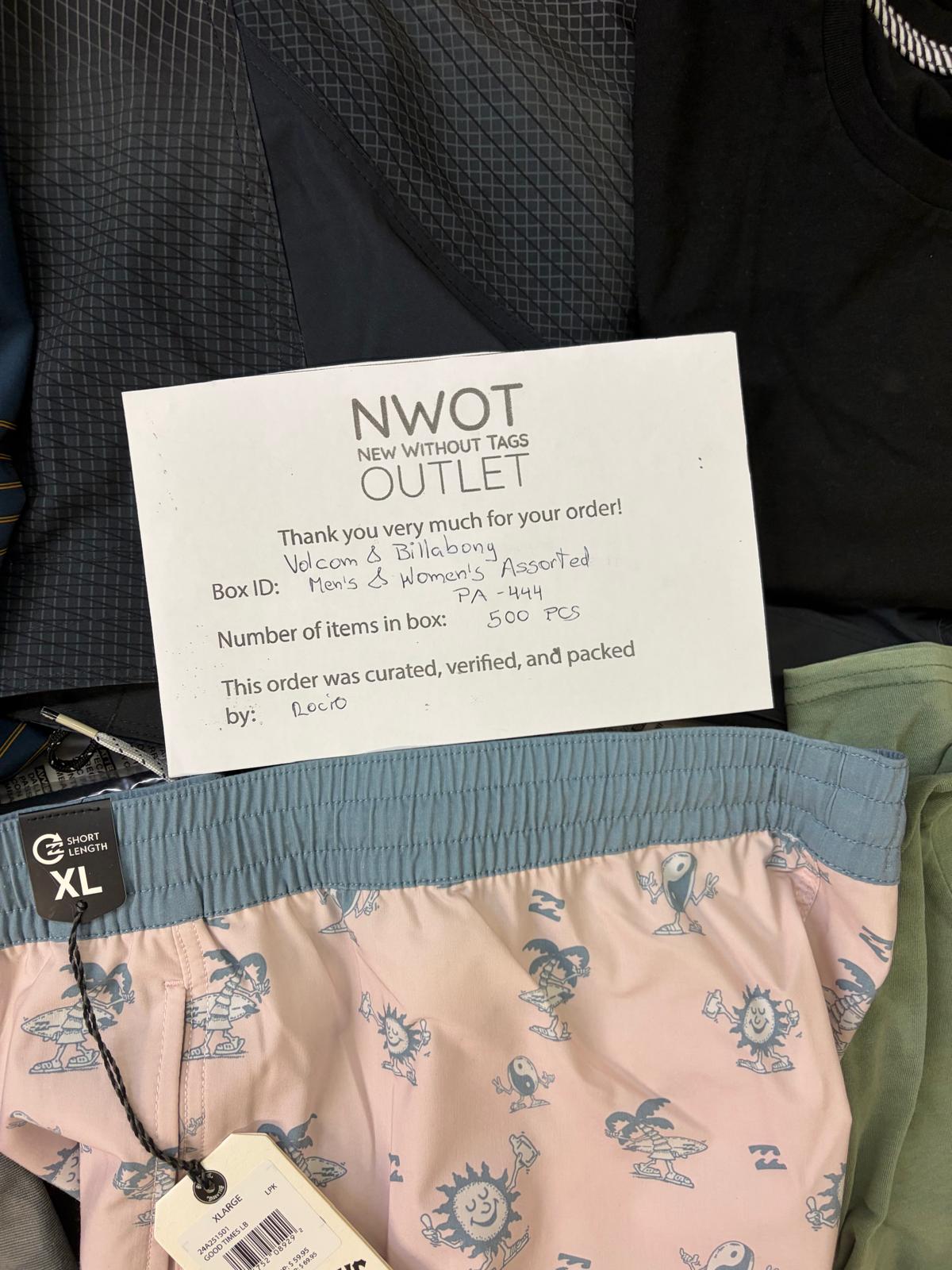 Volcom & Billabong | Assorted Apparel | New With Tag | 500 Pieces | Pallet #PA-444