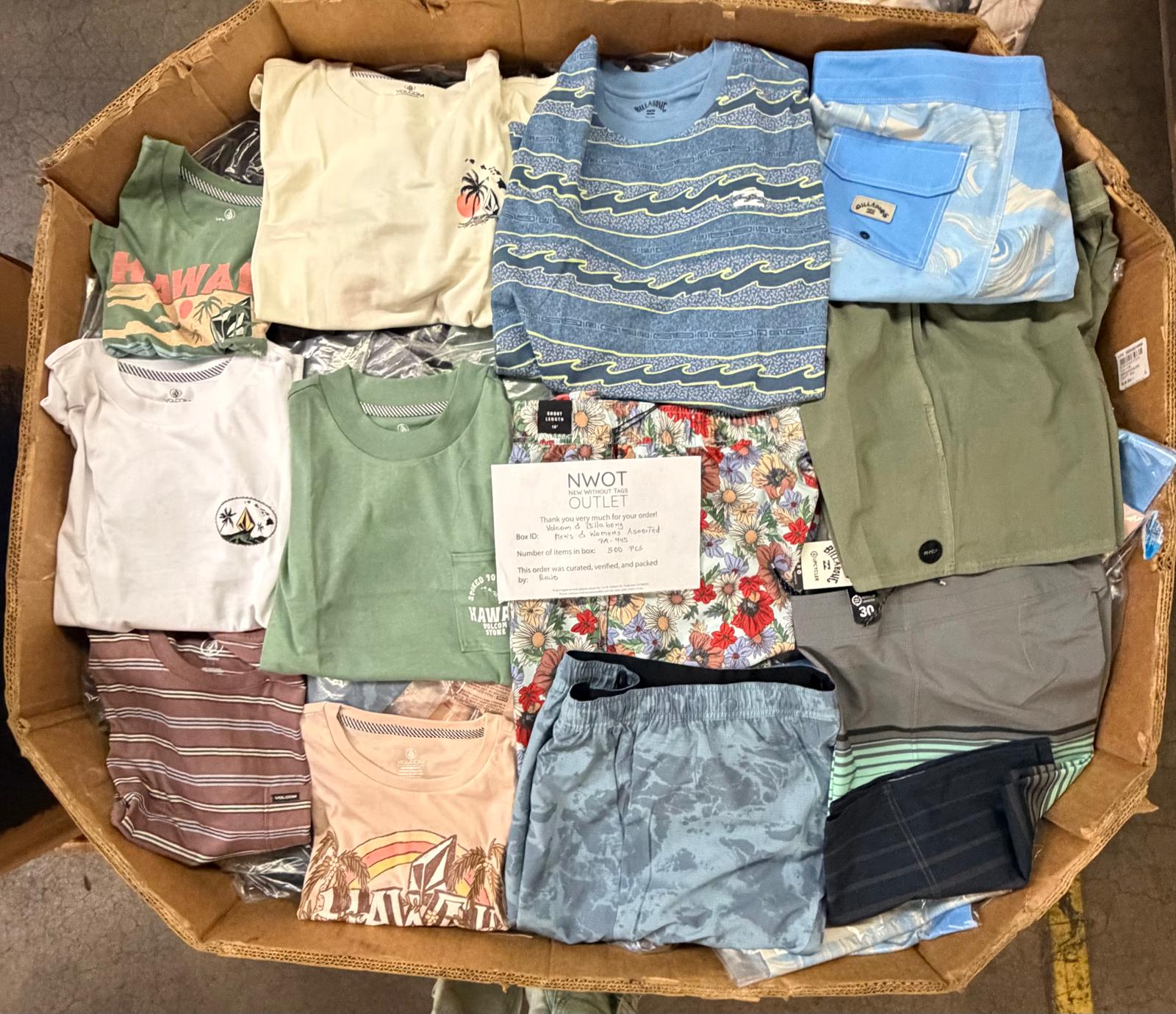 Volcom & Billabong | Assorted Apparel | New With Tag | 500 Pieces | Pallet #PA-445