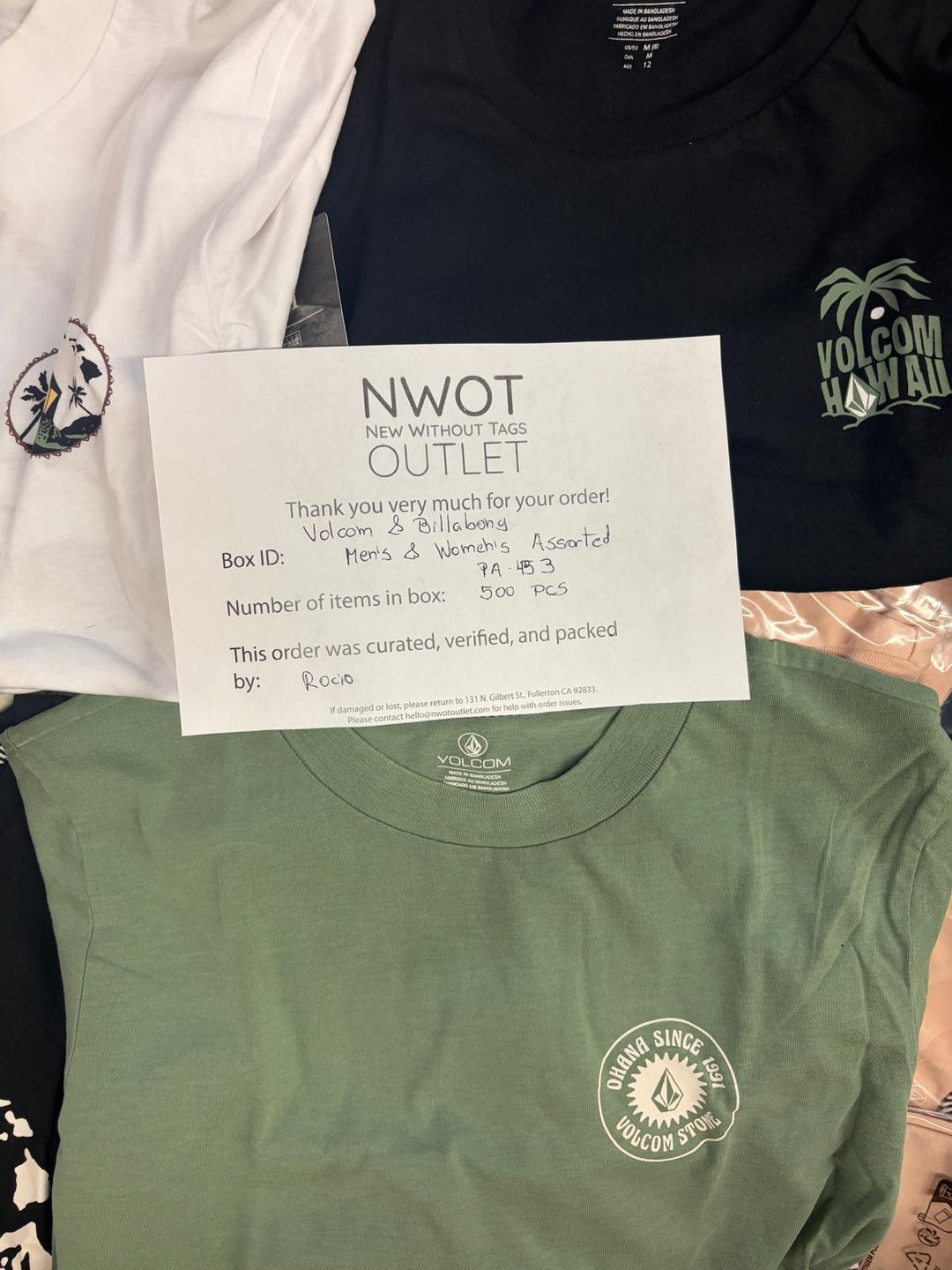 Volcom & Billabong | Assorted Apparel | New With Tag | 500 Pieces | Pallet #PA-453