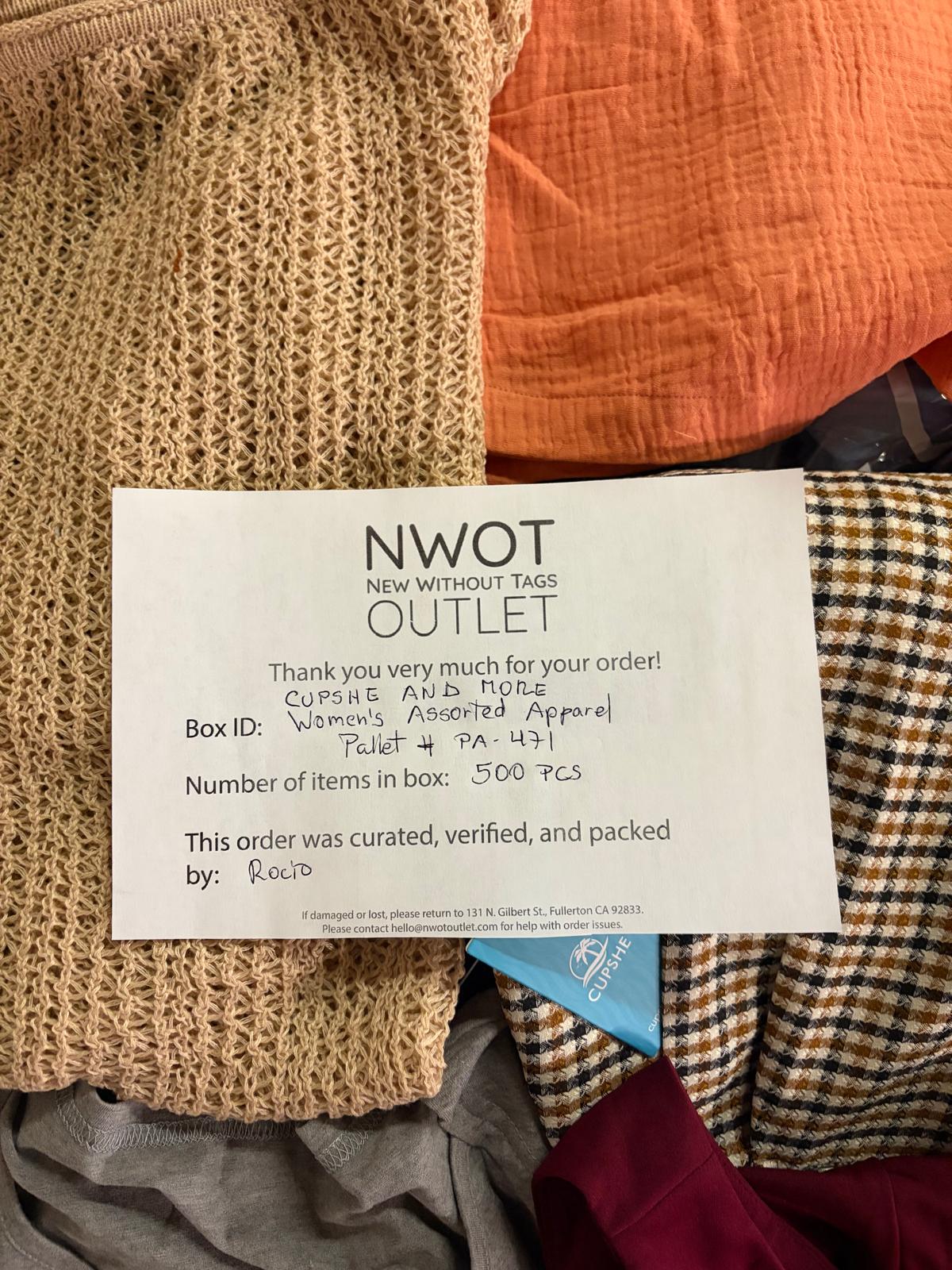 Cupshe & More | Assorted Women's Apparel | 500 Pieces | New with Tag | Pallet #PA-471