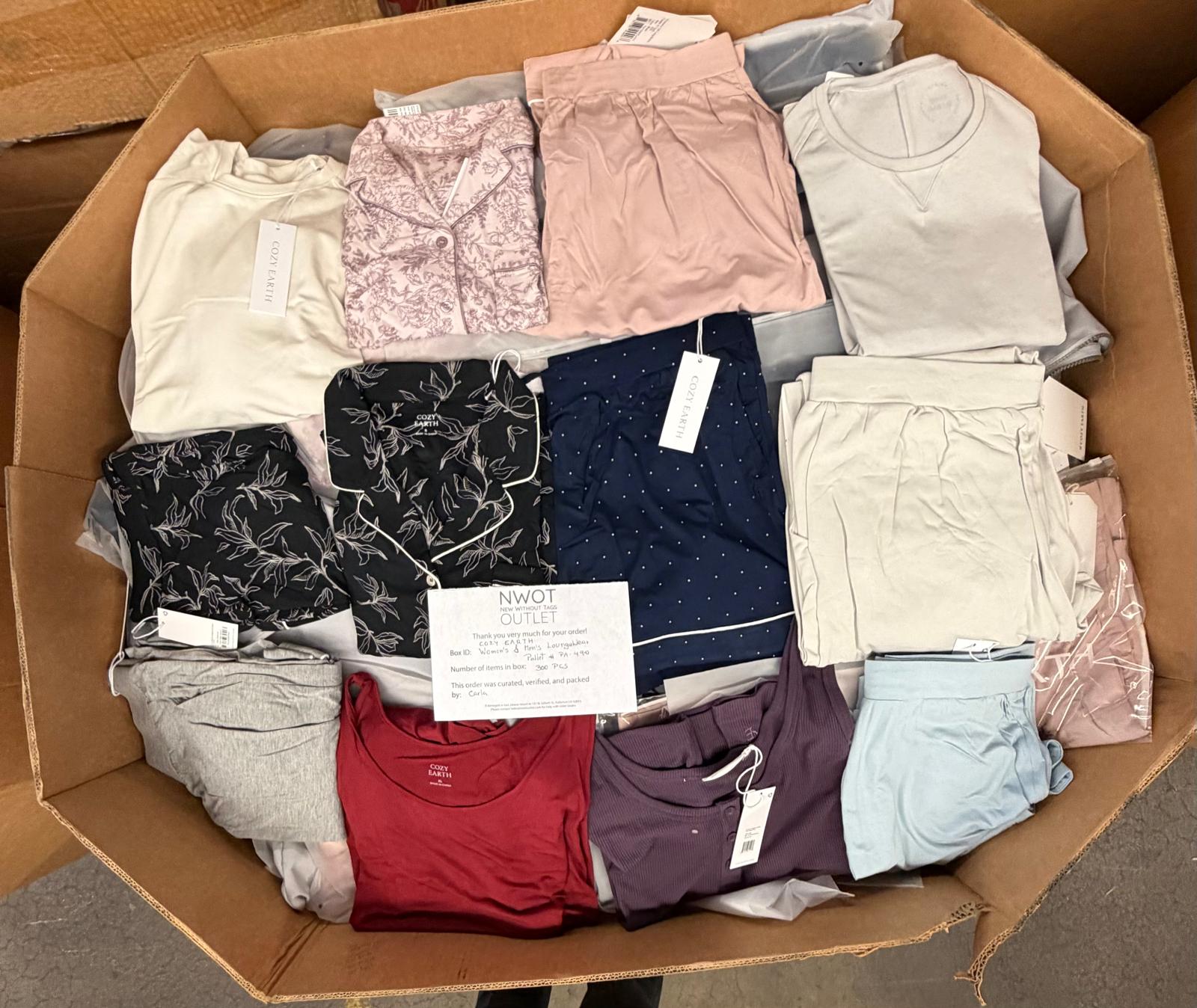 Cozy Earth | Assorted Apparel | New With Tag | 300 Pieces | Pallet #PA-490