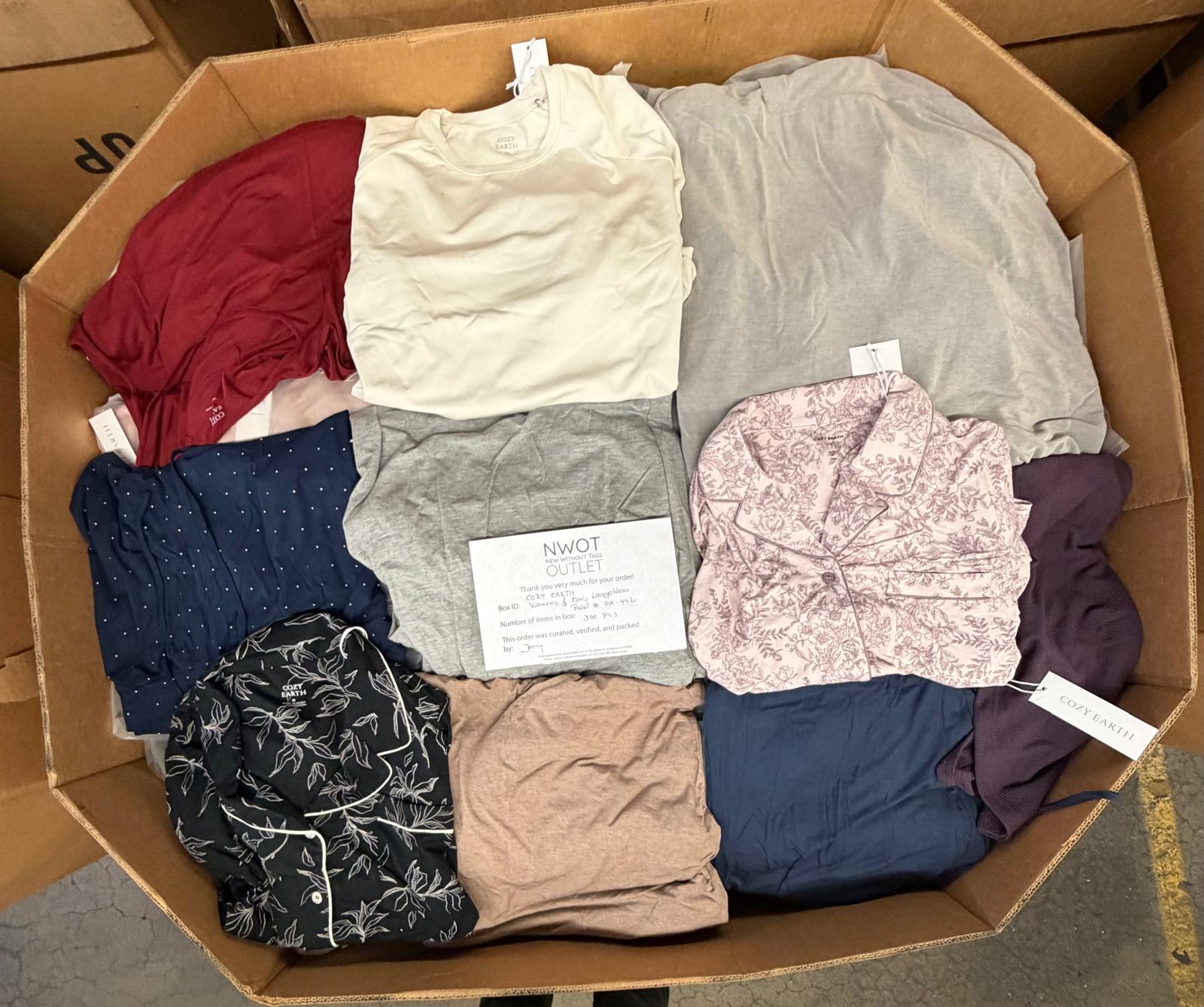 Cozy Earth | Assorted Apparel | New With Tag | 300 Pieces | Pallet #PA-492