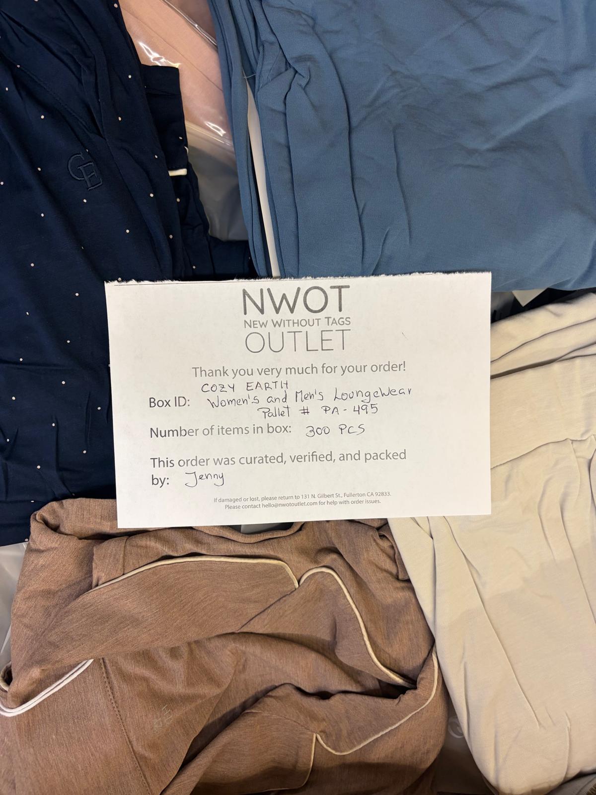 Cozy Earth | Assorted Apparel | New With Tag | 300 Pieces | Pallet #PA-495