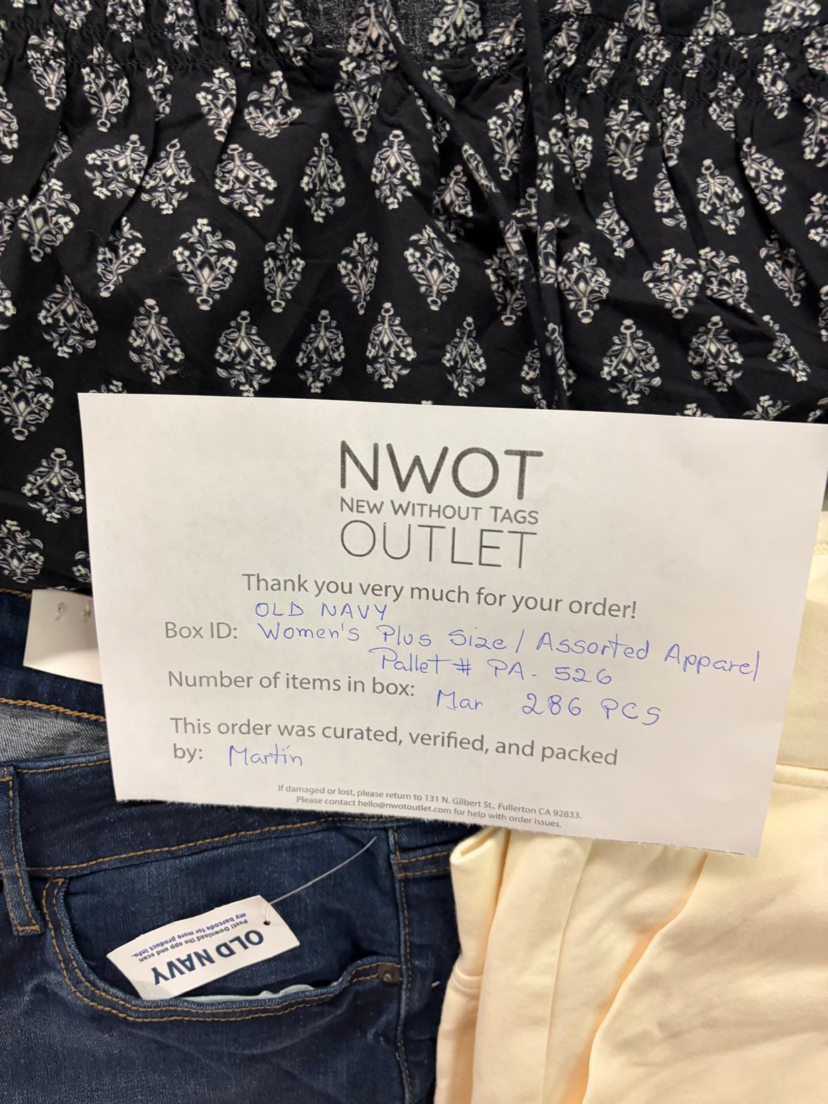 Old Navy Women's Plus Size | Assorted Apparel | 286 Pieces | NWT | Pallet #PA-526