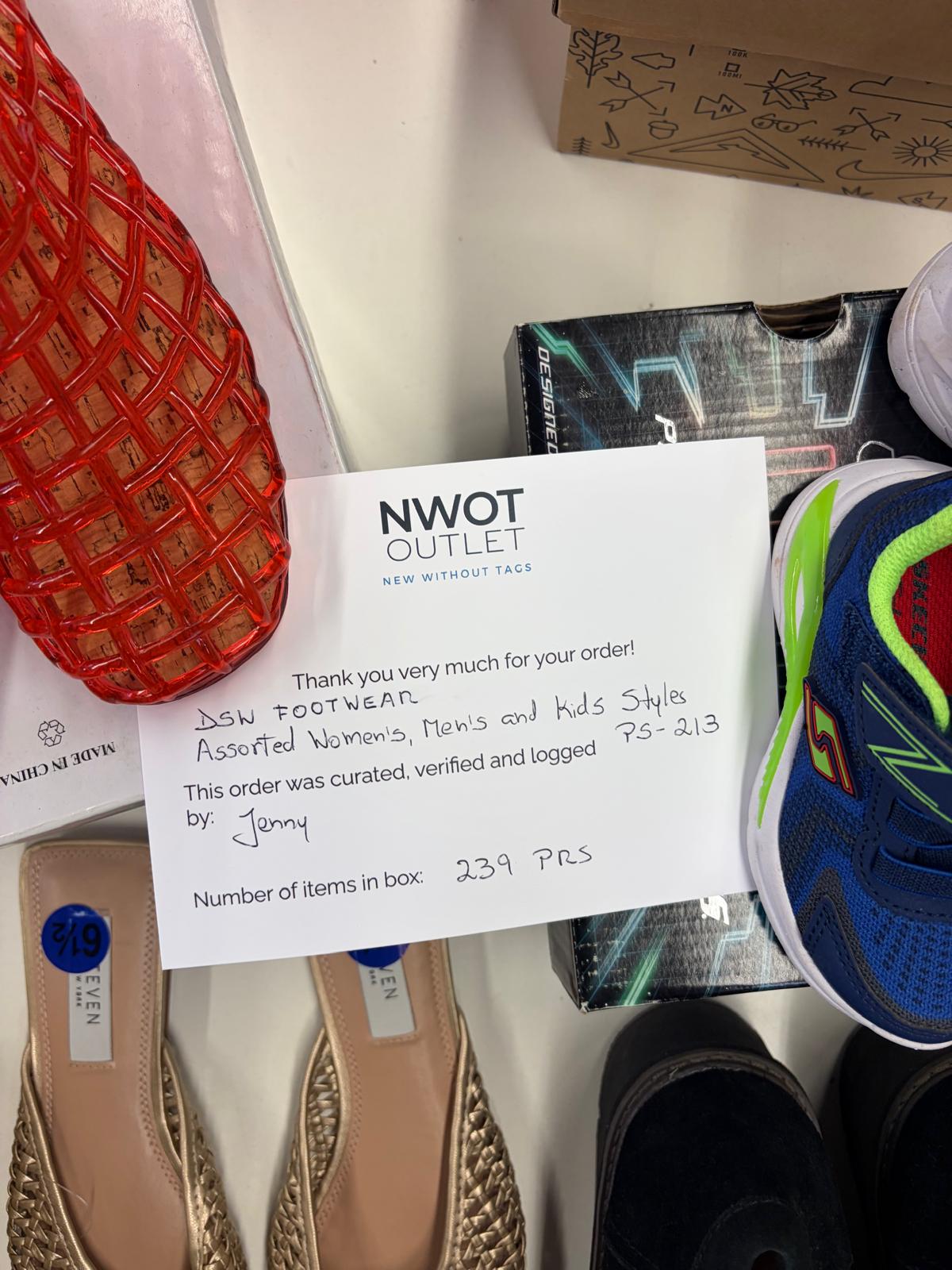 DSW Footwear/Shoes | Assorted Men's, Women's & Kid's Footwear | Returns | 239 Pairs | Pallet# PS-213