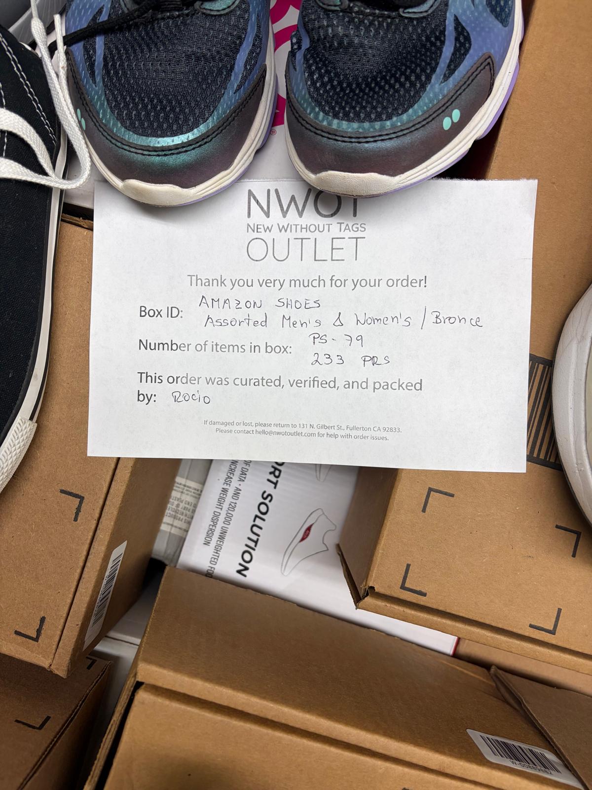 Amazon Brand Shoes | Assorted Men's and Women's Bronze Footwear | Returns | 233 Pairs | Pallet# PS-79