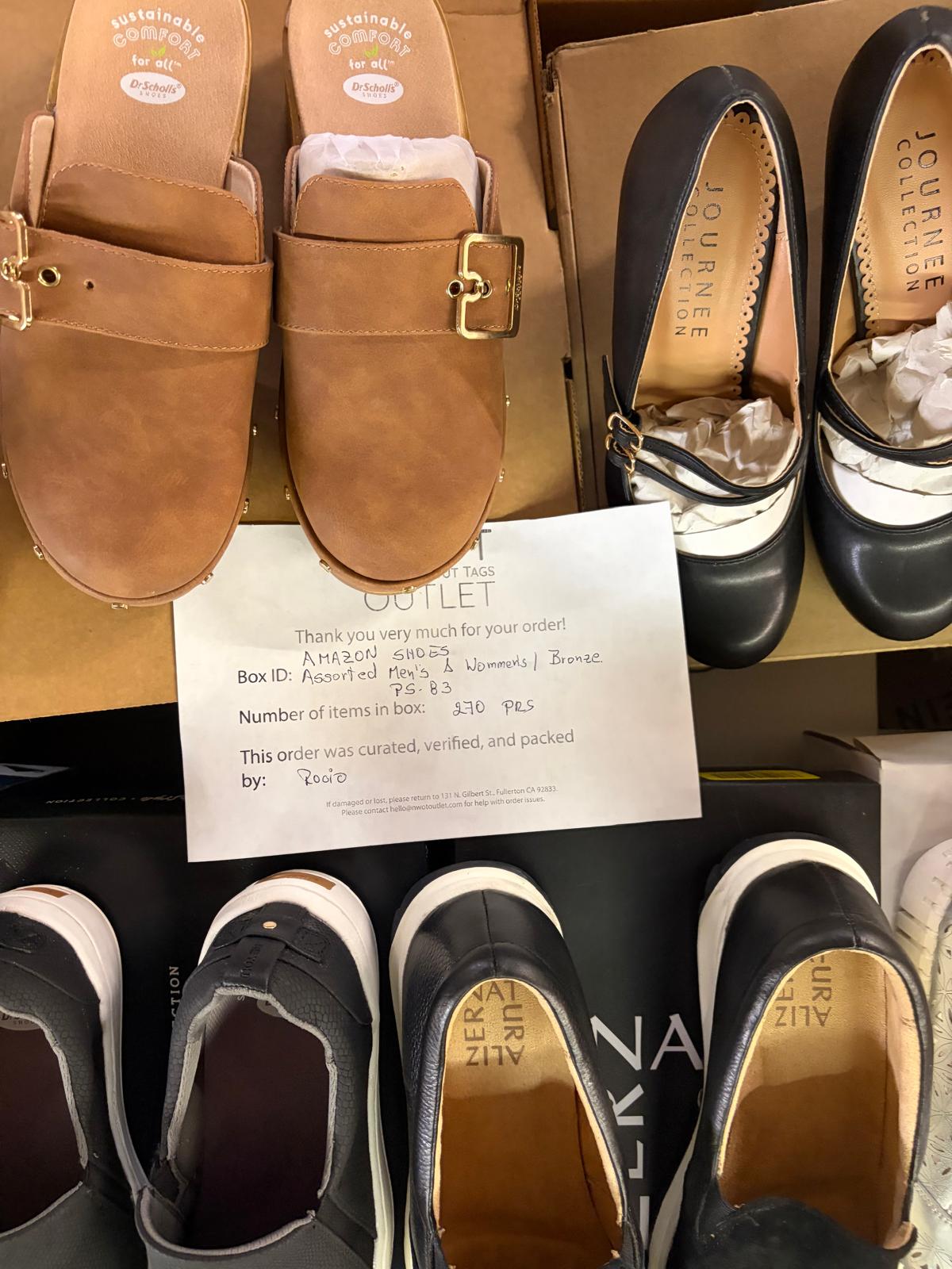 Amazon Brand Shoes | Assorted Men's and Women's Bronze Footwear | Returns | 270 Pairs | Pallet# PS-83