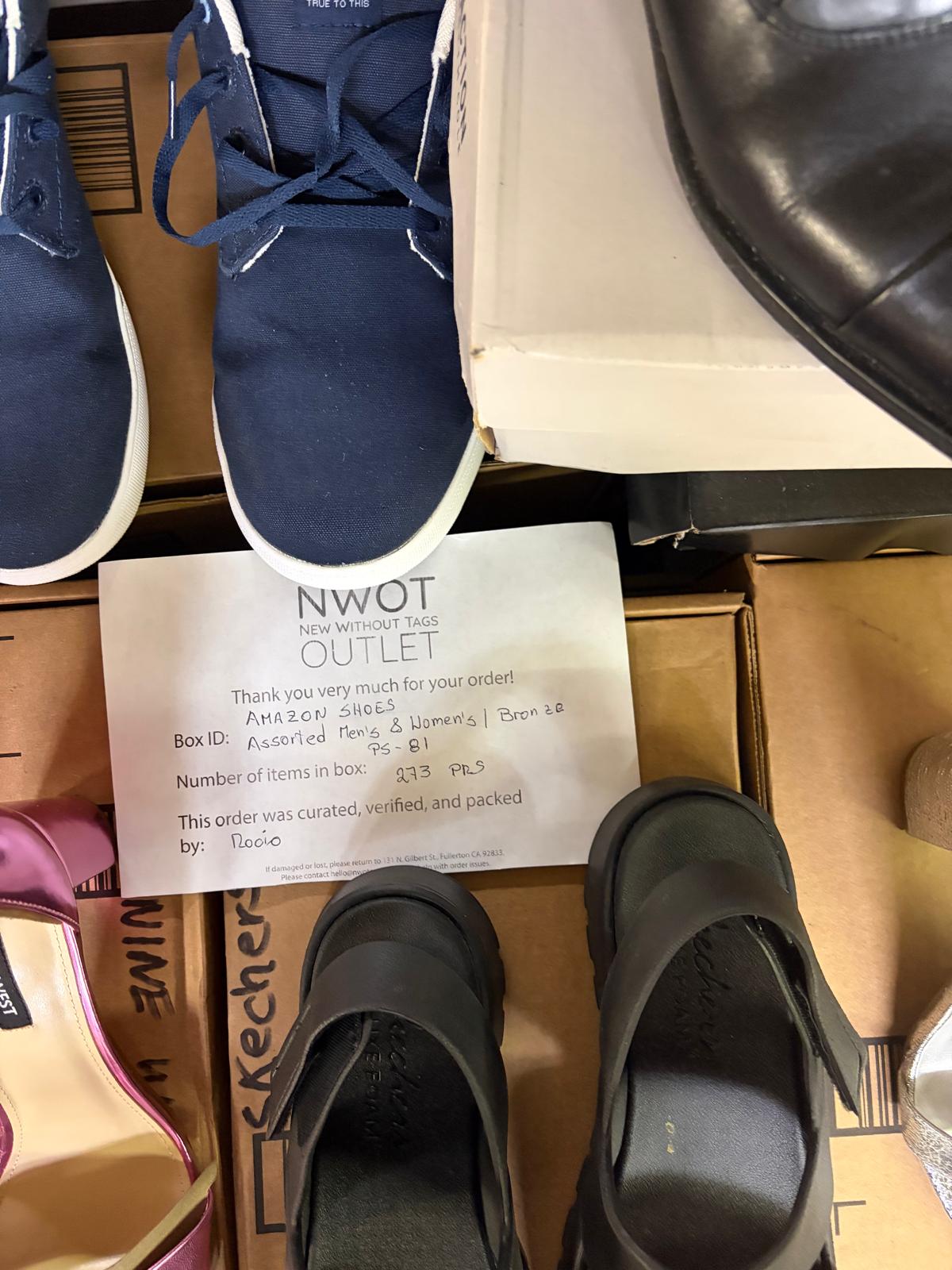 Amazon Brand Shoes | Assorted Men's and Women's Bronze Footwear | Returns | 273 Pairs | Pallet# PS-81