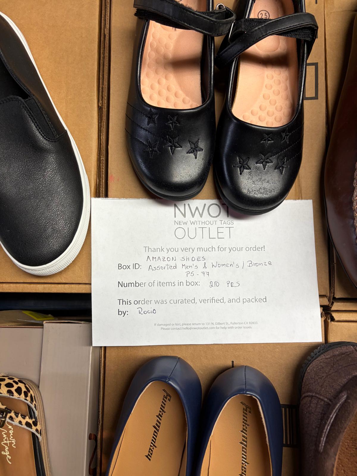 Amazon Brand Shoes | Assorted Men's and Women's Bronze Footwear | Returns | 210 Pairs | Pallet# PS-77