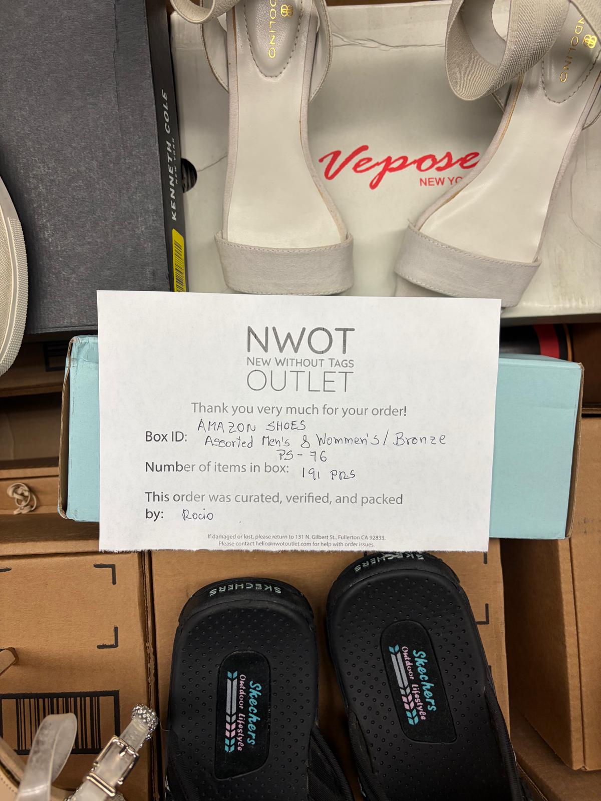 Amazon Brand Shoes | Assorted Men's and Women's Bronze Footwear | Returns | 191 Pairs | Pallet# PS-76