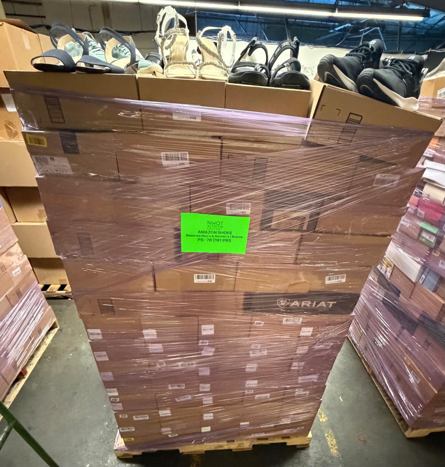 Amazon Brand Shoes | Assorted Men's and Women's Bronze Footwear | Returns | 191 Pairs | Pallet# PS-76