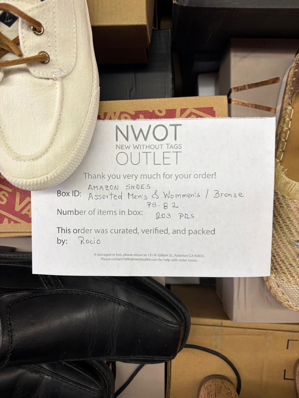 Amazon Brand Shoes | Assorted Men's and Women's Bronze Footwear | Returns | 203 Pairs | Pallet# PS-82