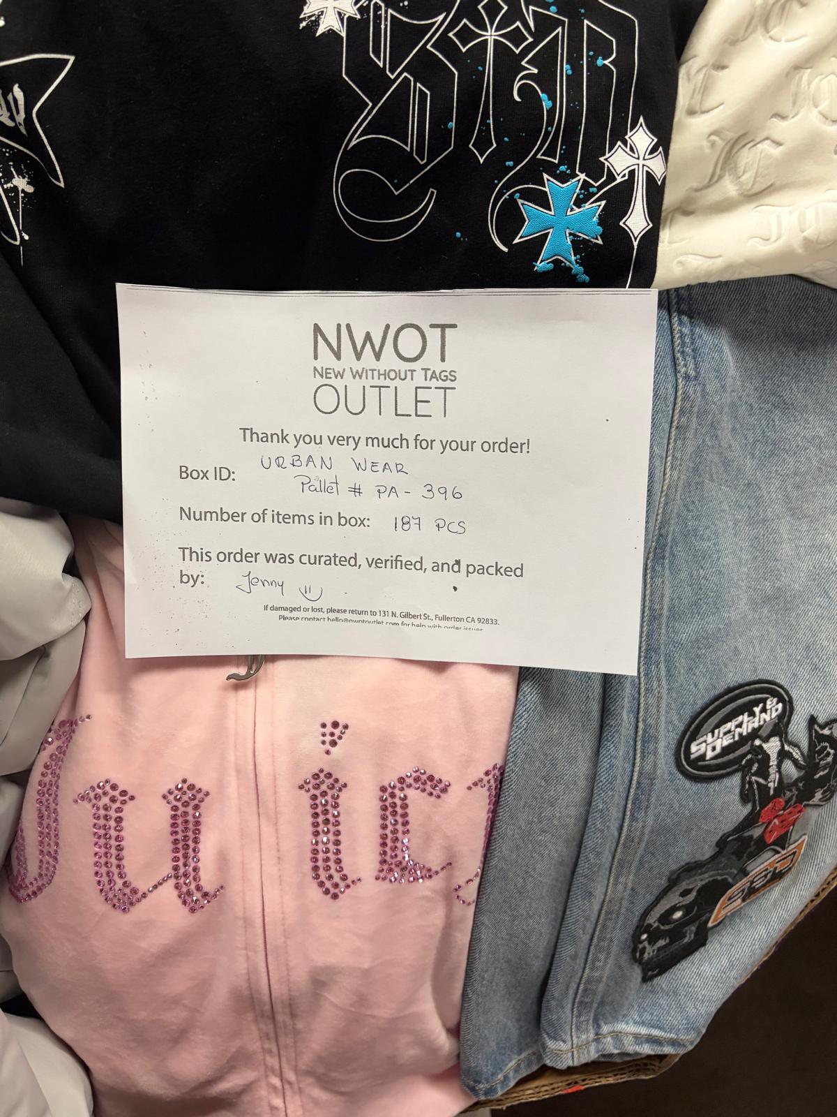 Urban Wear | Assorted  Apparel | 187 Pieces | Pallet PA-396