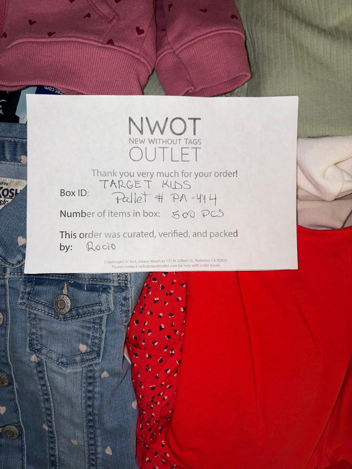 Target | Assorted Kid's Apparel | 500 Pieces | New with Tag |Pallet #PA-414